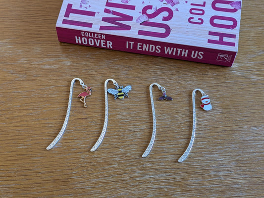 Silver Charm Bookmark: Flamingo, Snowman, Bee Gift