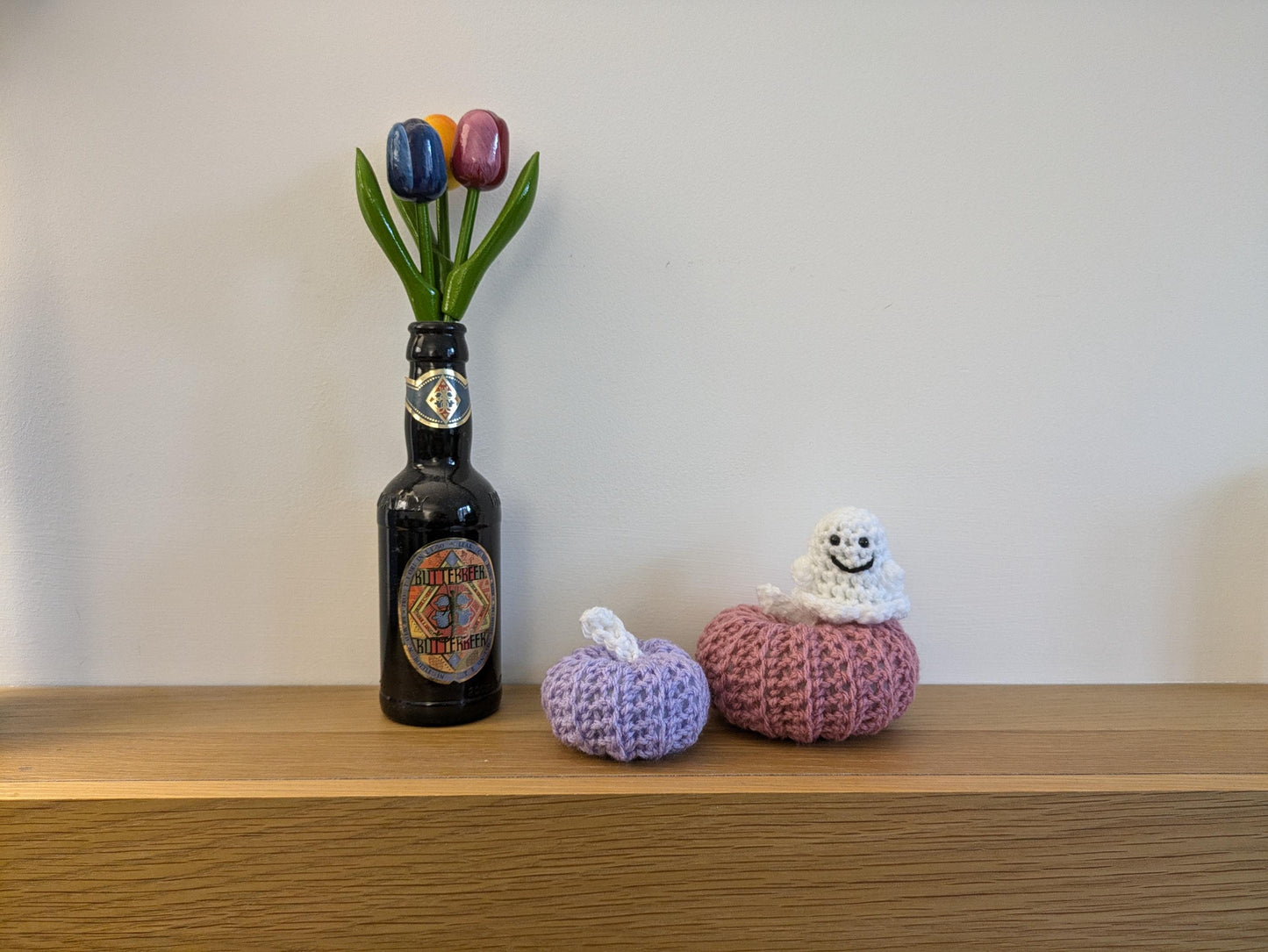 Crochet Pastel Pumpkin, Mini Amigurumi Ghost, Fall Tiered Tray Decor
