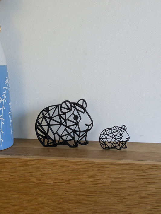 3D Printed Geometric Guinea Pig Figurine, Pet Memorial Keepsake