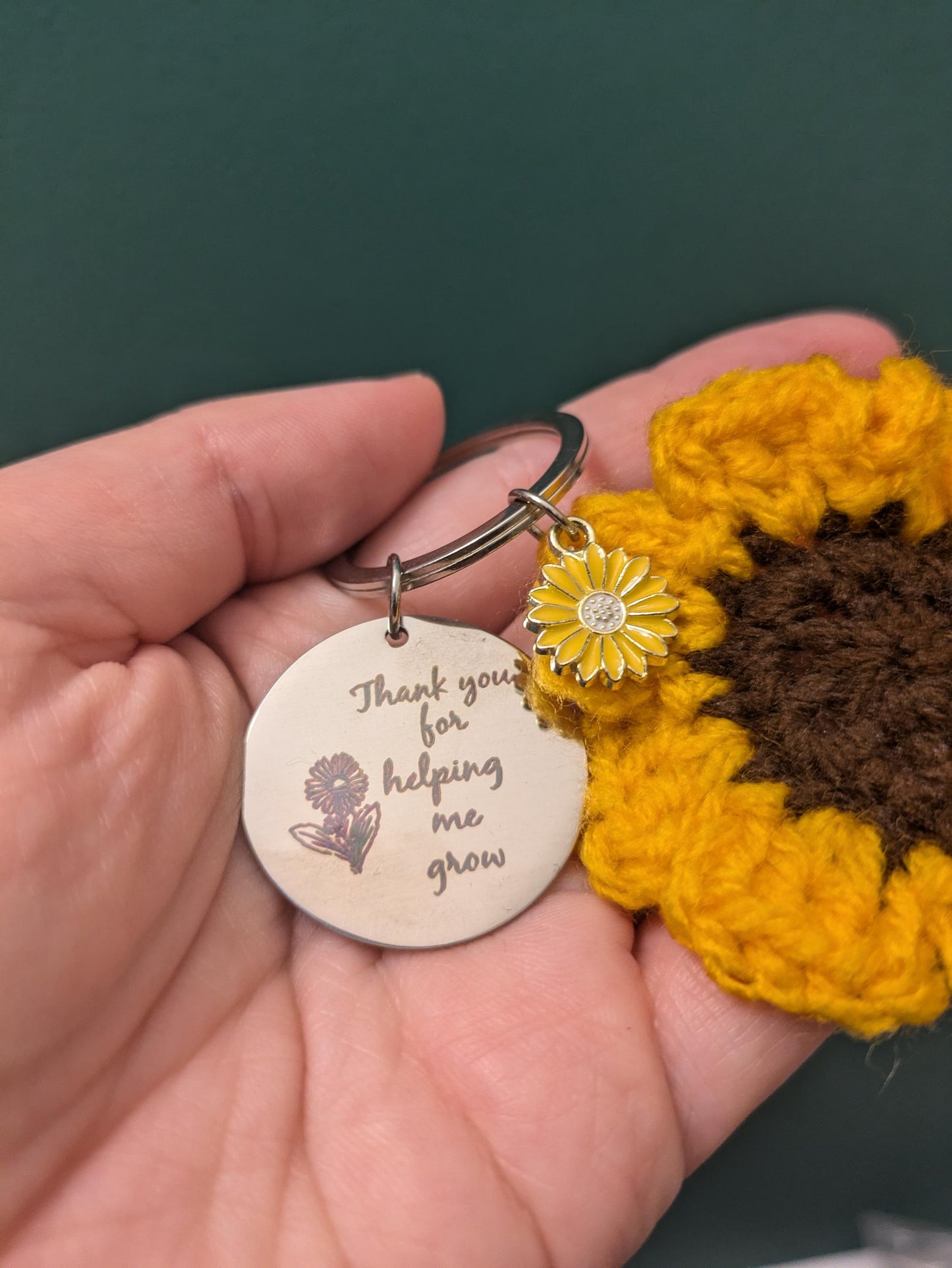 Thank You For Helping me Grow Keyring, Teacher Gift, End of Term, Christmas Gift, Sunflower Key Chain, Secret Santa, Teaching Assistant Gift