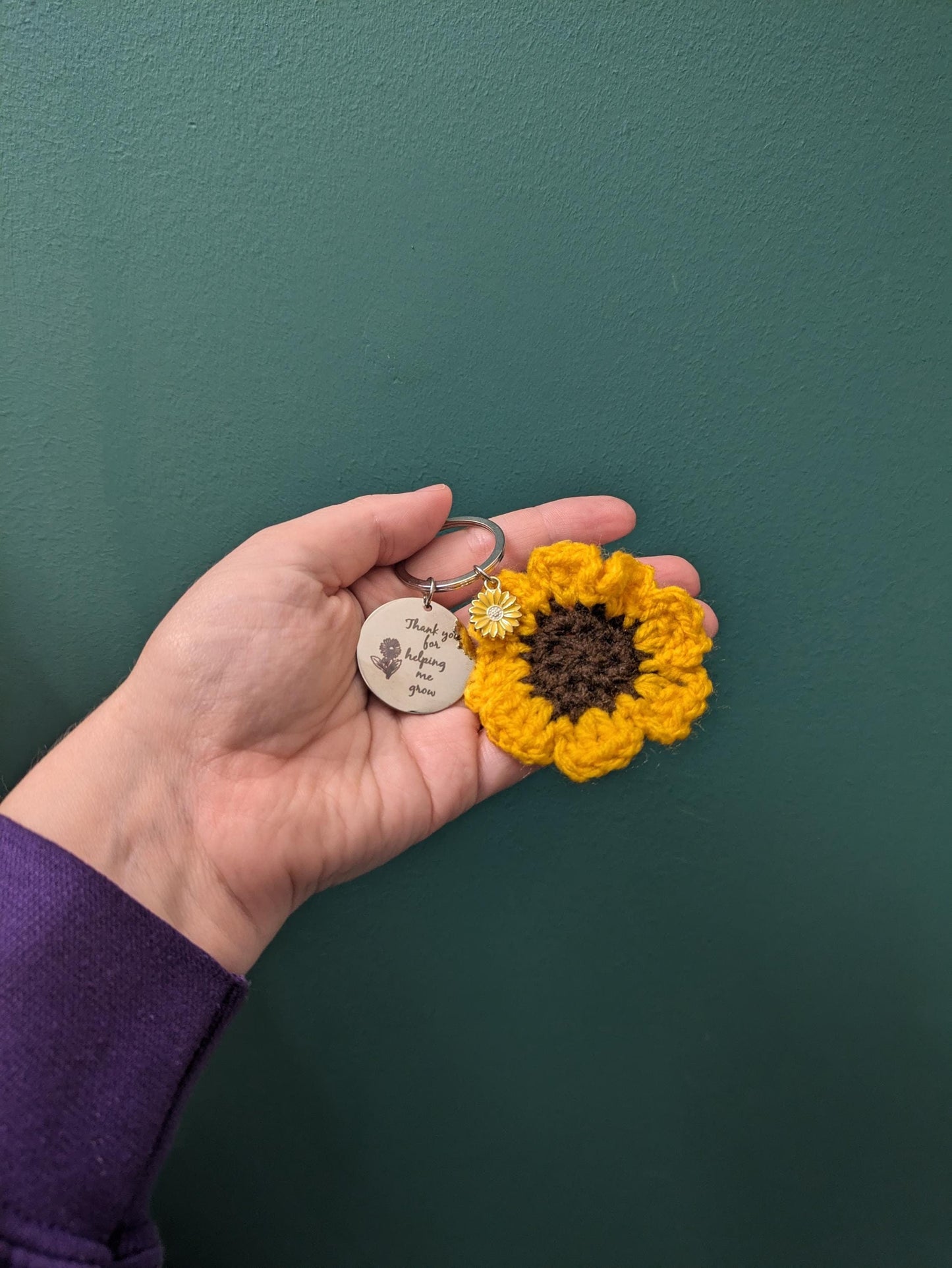 Thank You For Helping me Grow Keyring, Teacher Gift, End of Term, Christmas Gift, Sunflower Key Chain, Secret Santa, Teaching Assistant Gift
