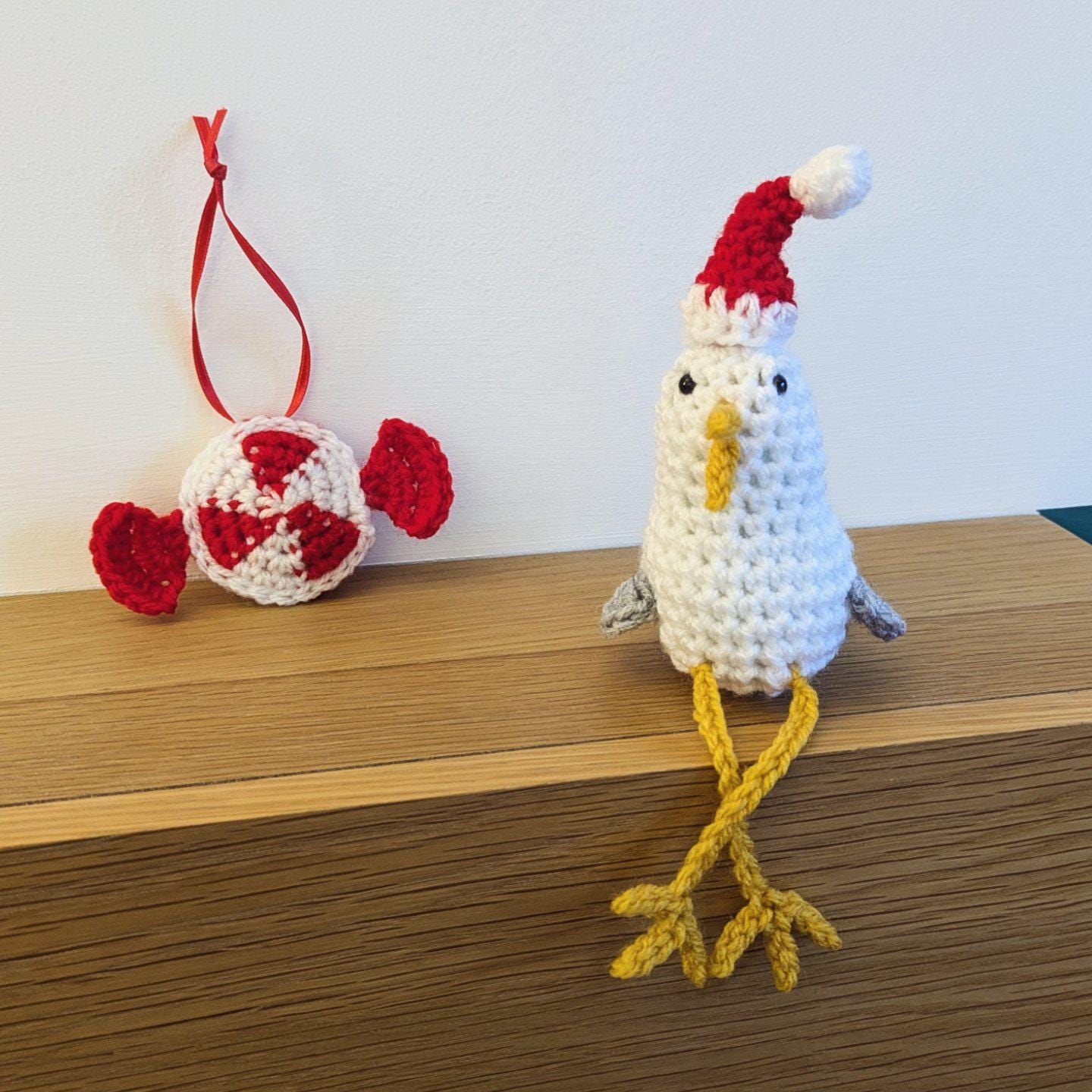 Crochet Seagull Shelf Sitter, Beach Decor, Caravan Ornament