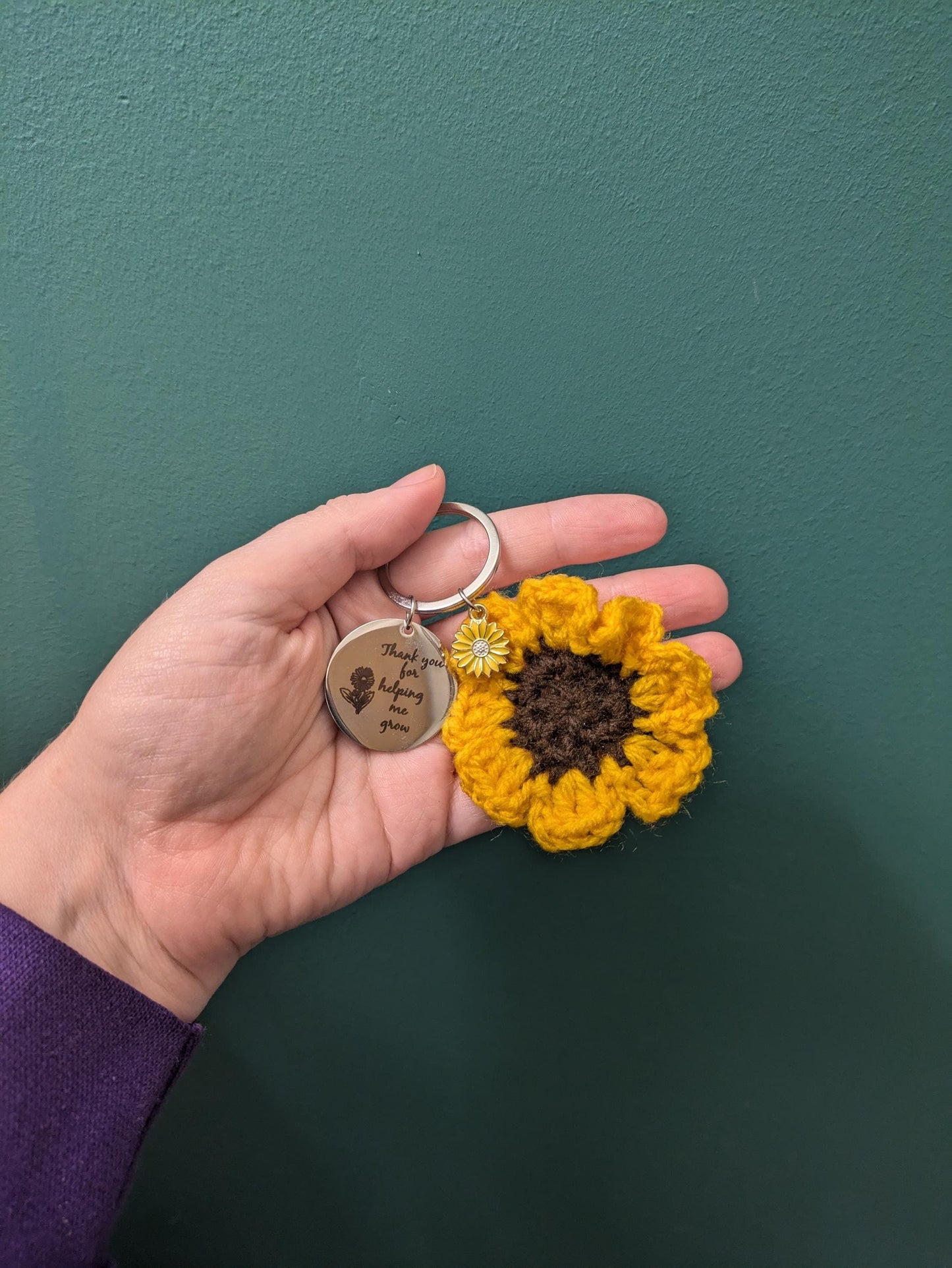 Thank You For Helping me Grow Keyring, Teacher Gift, End of Term, Christmas Gift, Sunflower Key Chain, Secret Santa, Teaching Assistant Gift