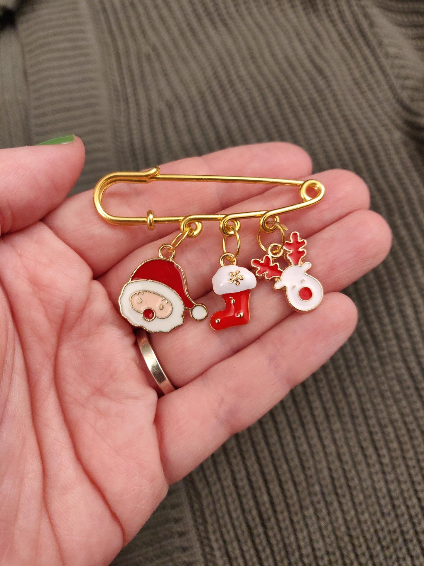 Christmas Charm Brooch, Festive Santa Pin