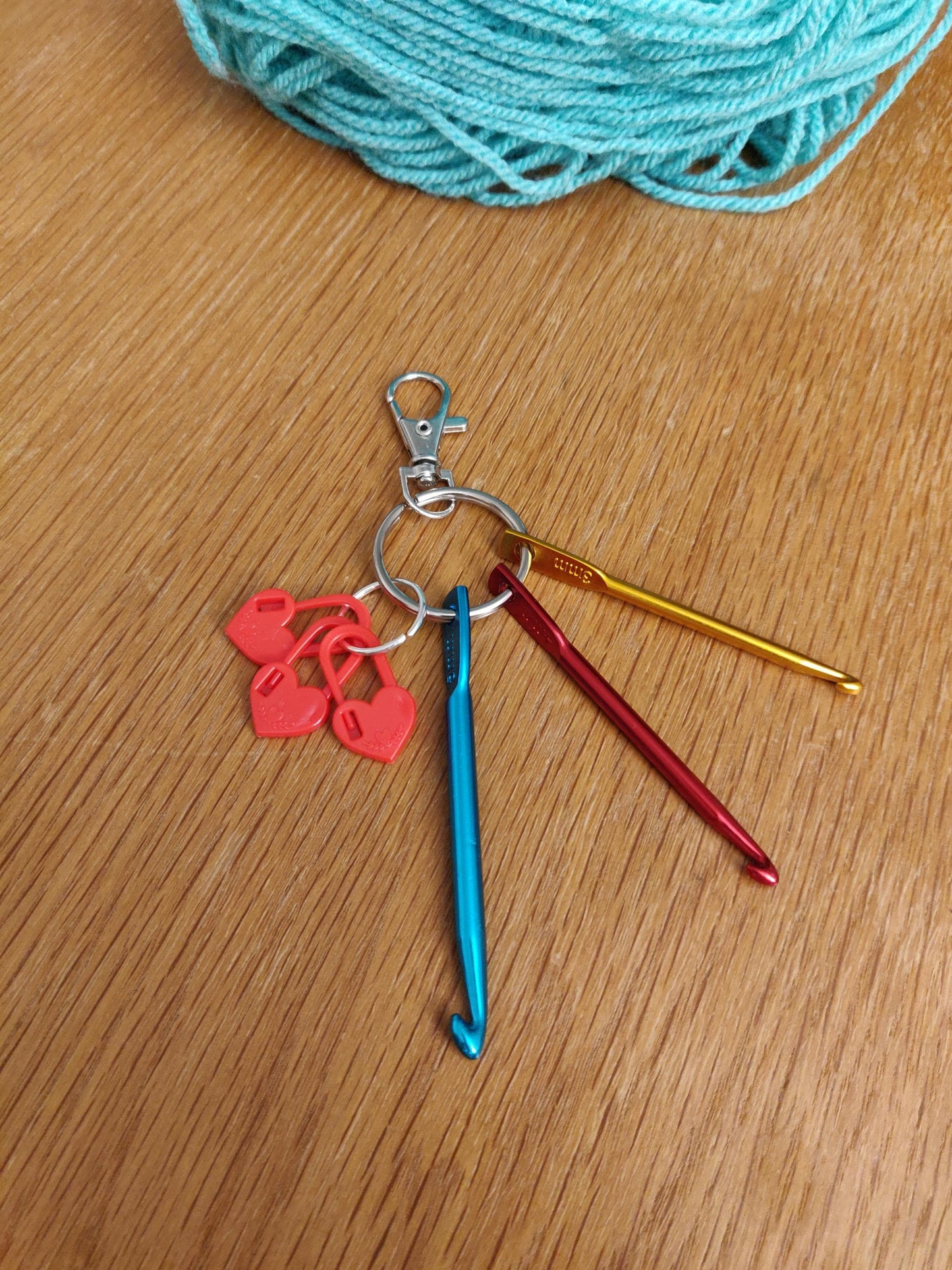 Crochet Hook Keyring: Mini Hooks & Bee Charm