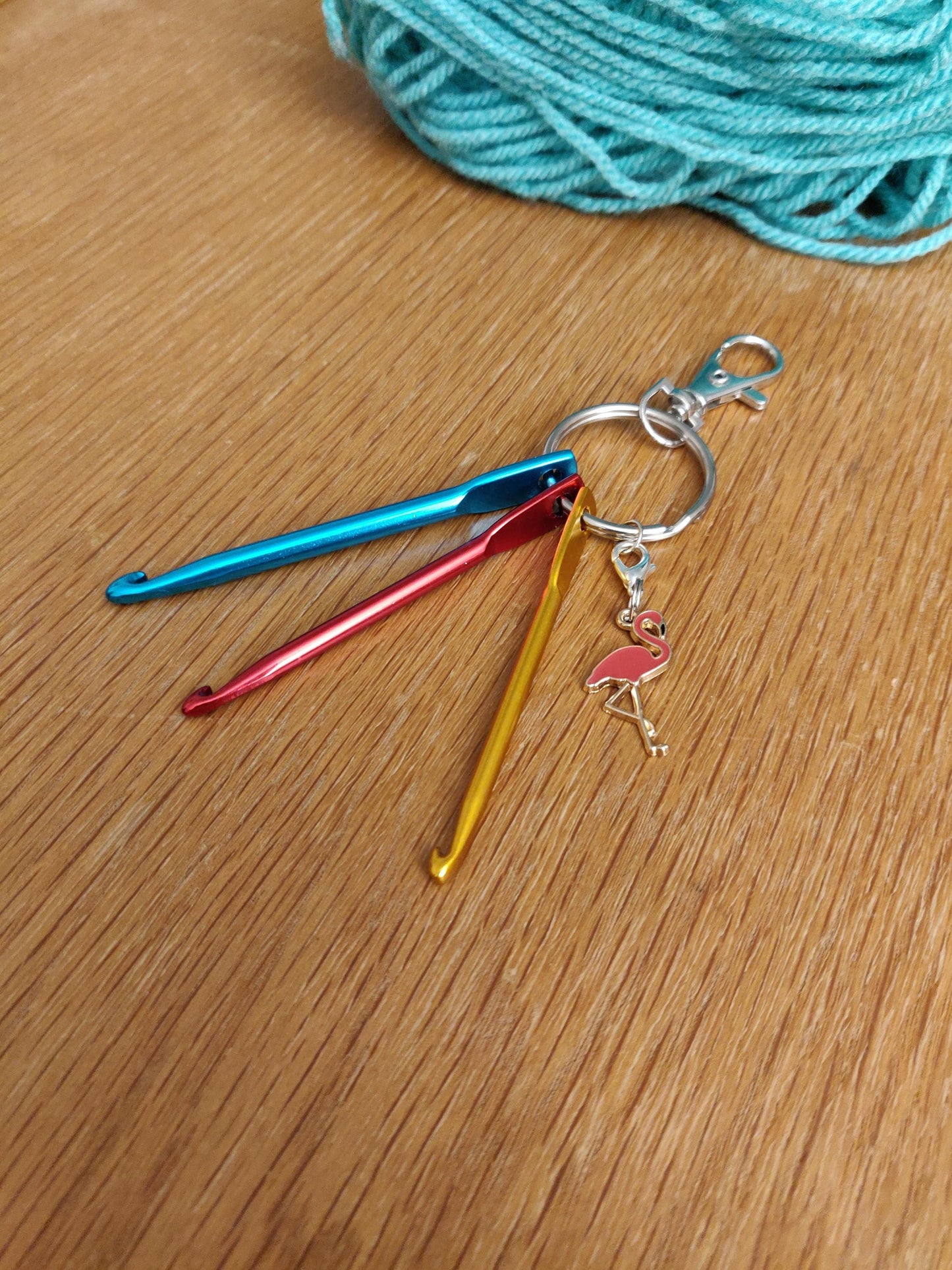 Crochet Hook Keyring: Mini Hooks & Bee Charm