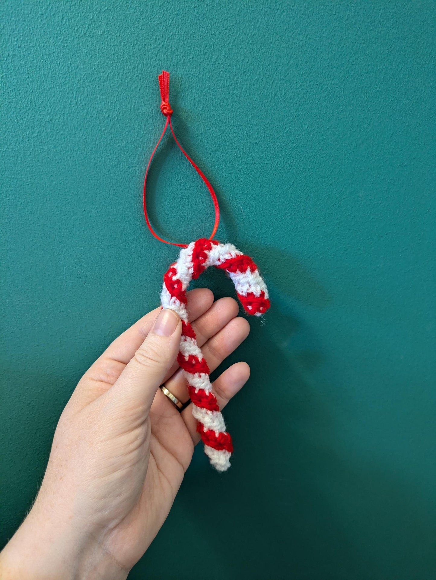 Crochet Candy Christmas Ornaments, Handmade Xmas Hanging Decs