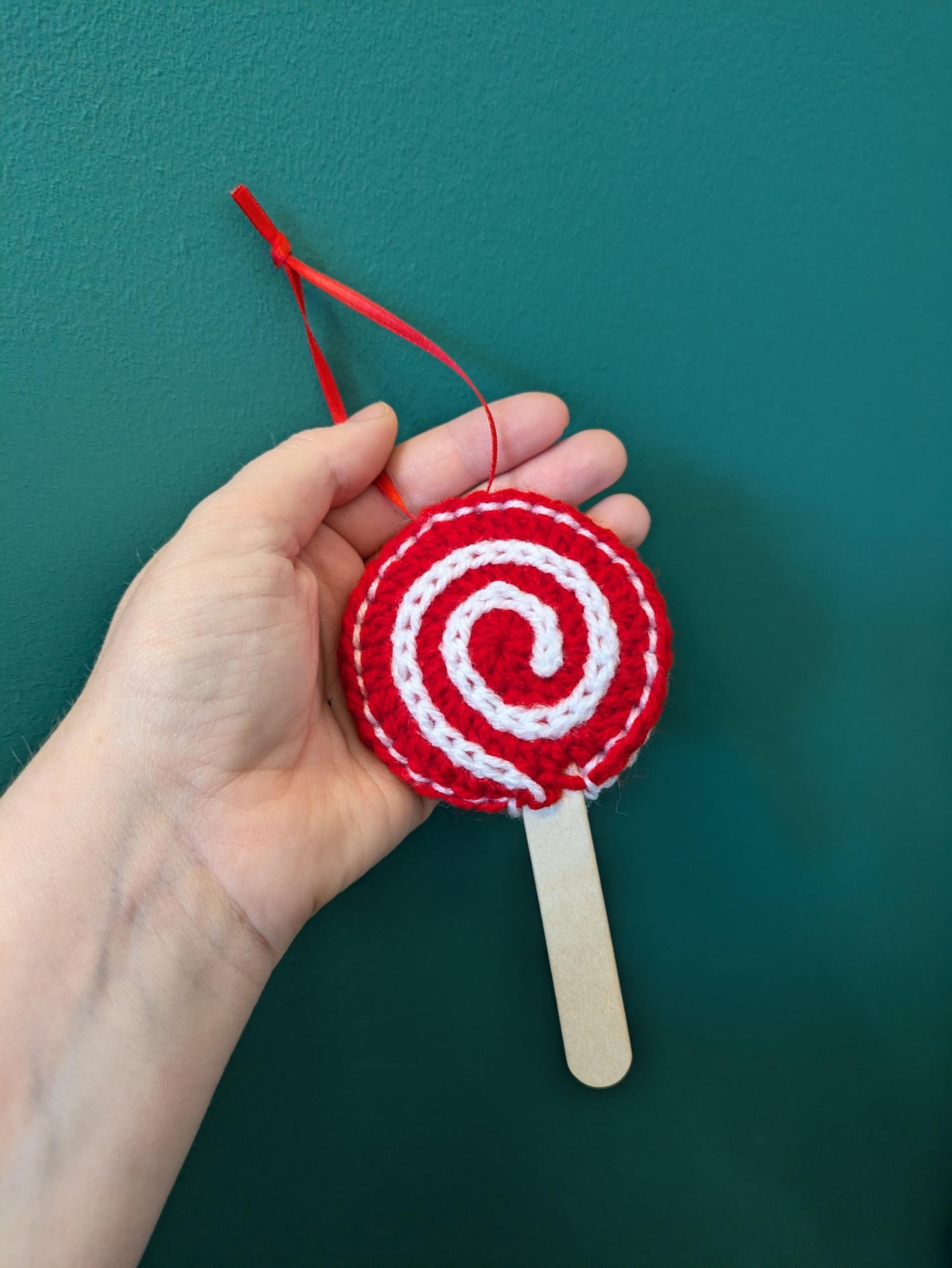 Crochet Candy Christmas Ornaments, Handmade Xmas Hanging Decs