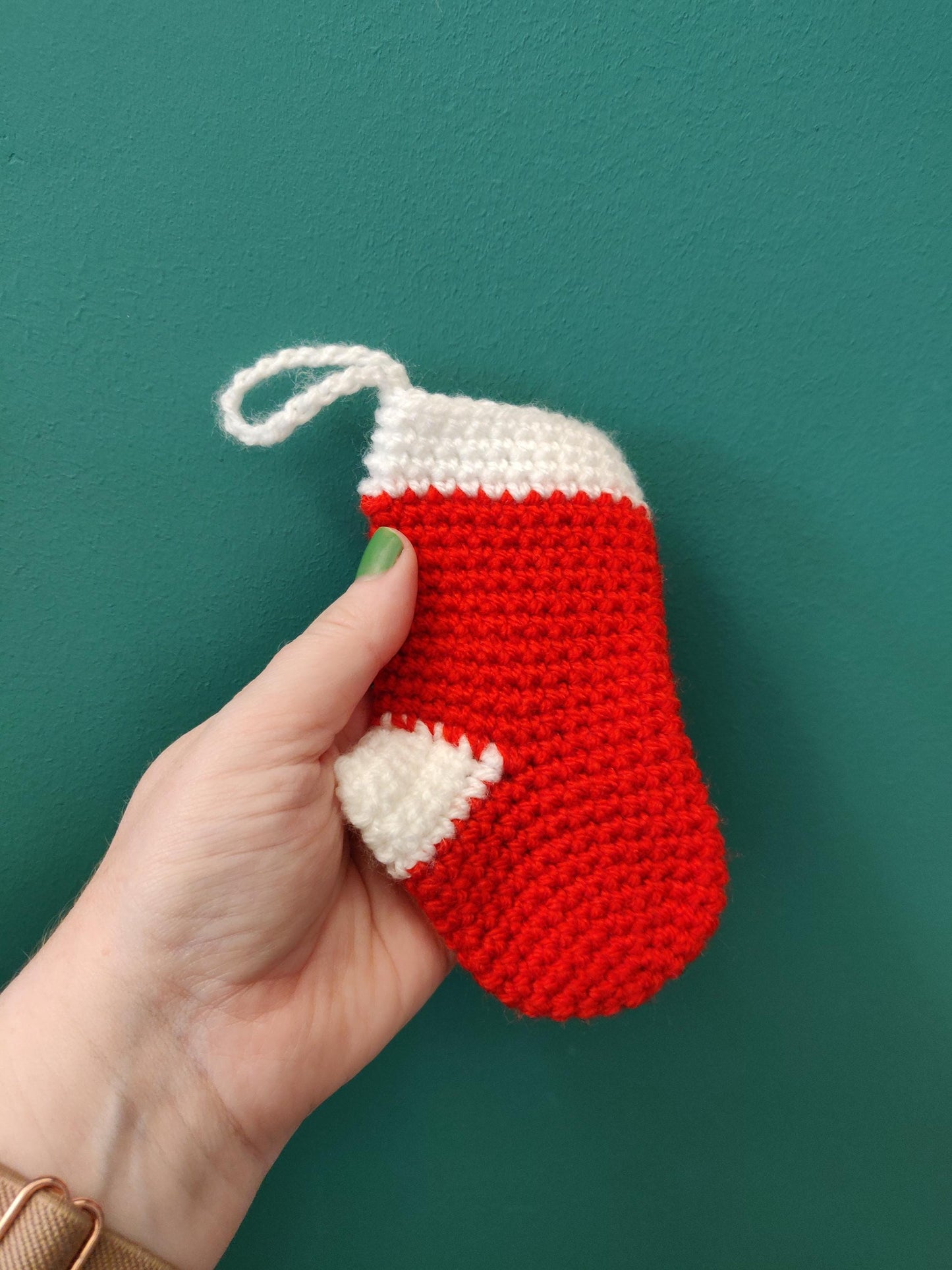 Mini Stocking, Crochet Small Stocking, Christmas Tree Decoration, Red, Green Stocking, Money Wallet, Sweet Pouch, Small Gift