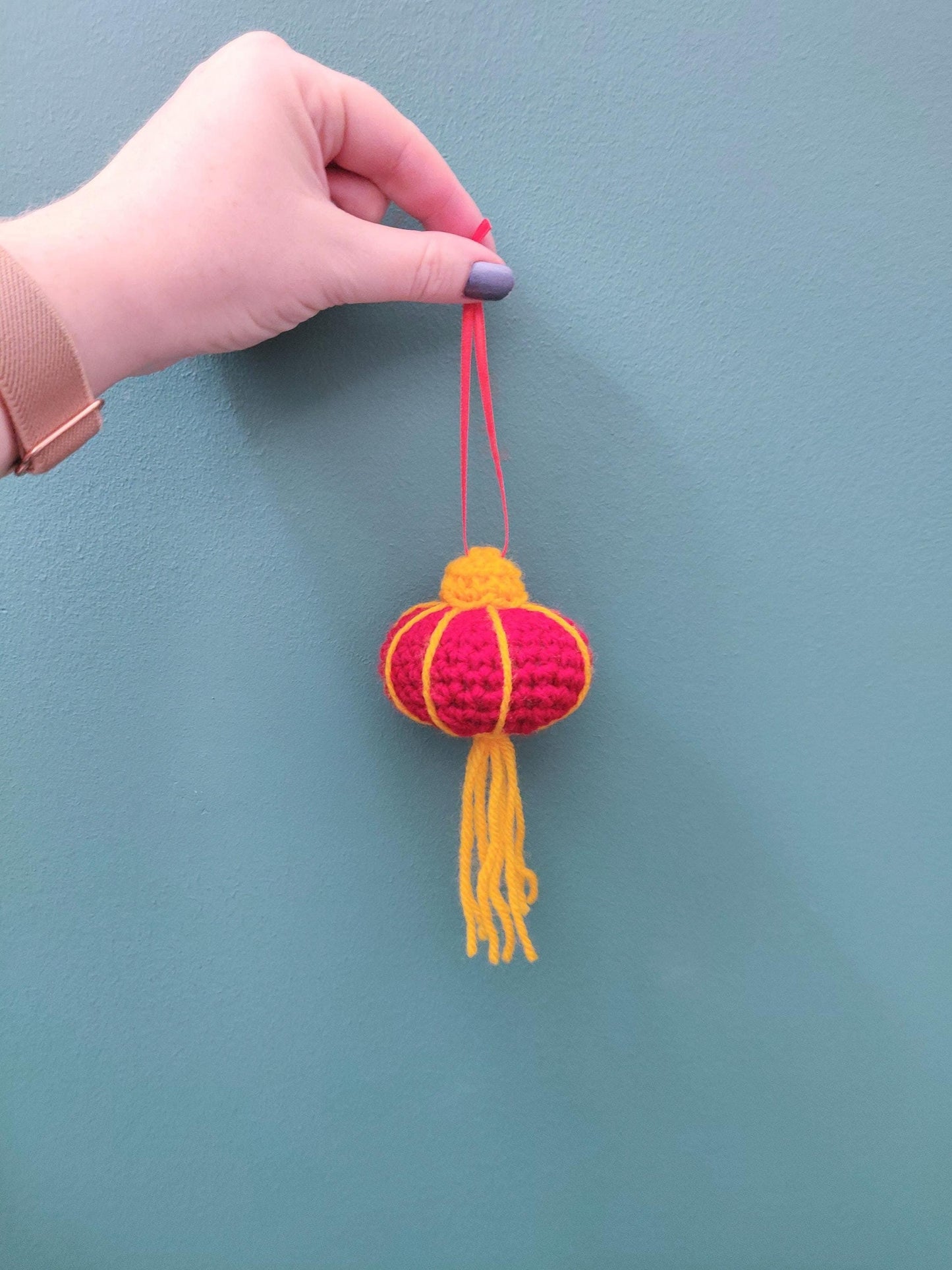 Crochet Chinese Red Lantern, Lunar New Year Car Decor