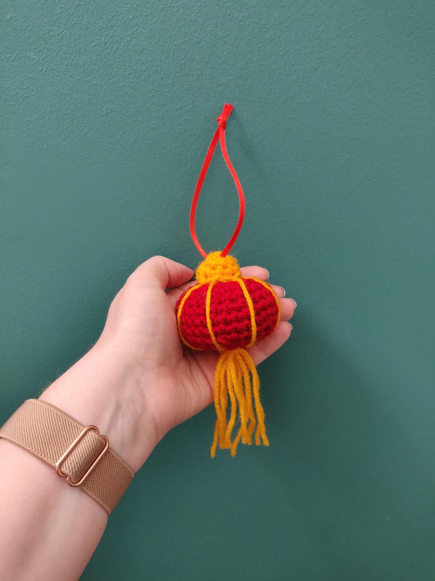 Crochet Chinese Red Lantern, Lunar New Year Car Decor