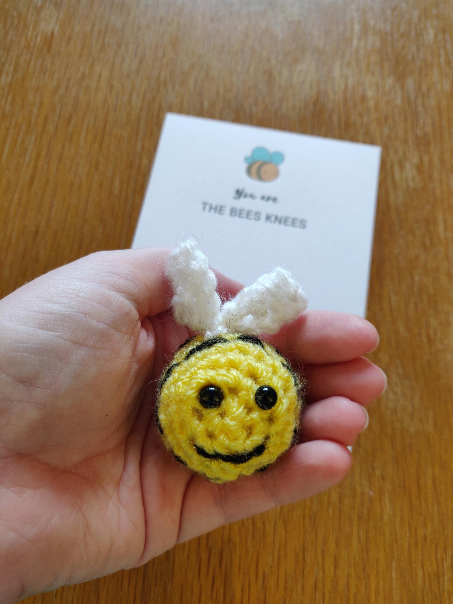 Pocket Hug Bee, Hap-bee gift, Hap-bee Valentines Day, You are the Bees Knees Card, Crochet Bee Gift, Yellow Bumblebee Pocket Token