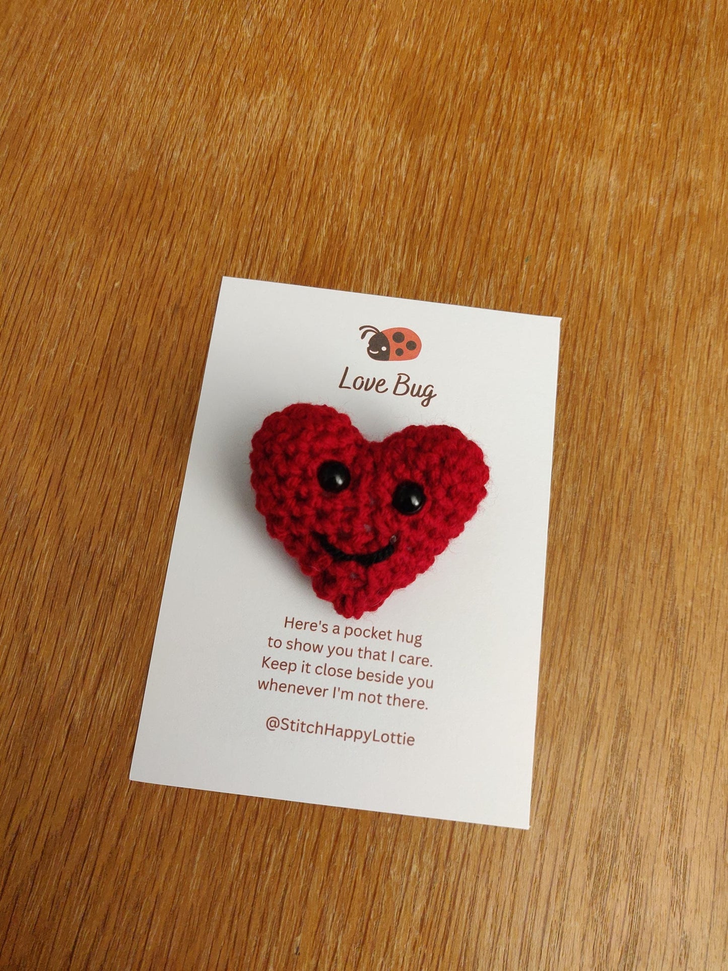 Pocket Hug Heart Token, Pocket Hug for Mum, Son, Daughter, Crochet Heart, Love Token, Valentines Gift, 7th Wool Anniversary, Love Bug Gift