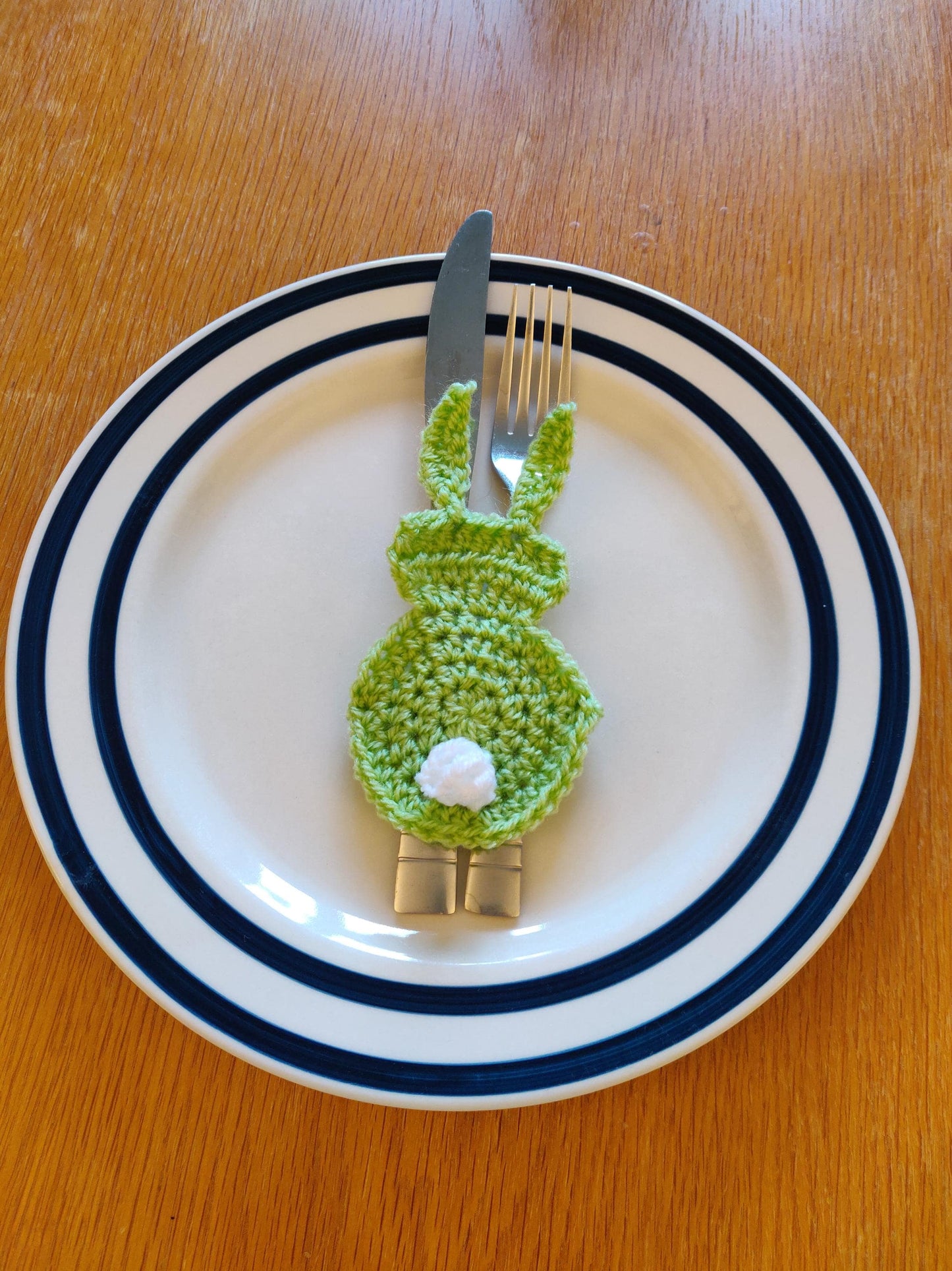 Easter Bunny Cutlery Holder, Carrot Cutlery Pouch, Easter Table Decoration, Pastel Bunny, Crochet Rabbit, Housewarming Gift, Bunny Tail, Ear