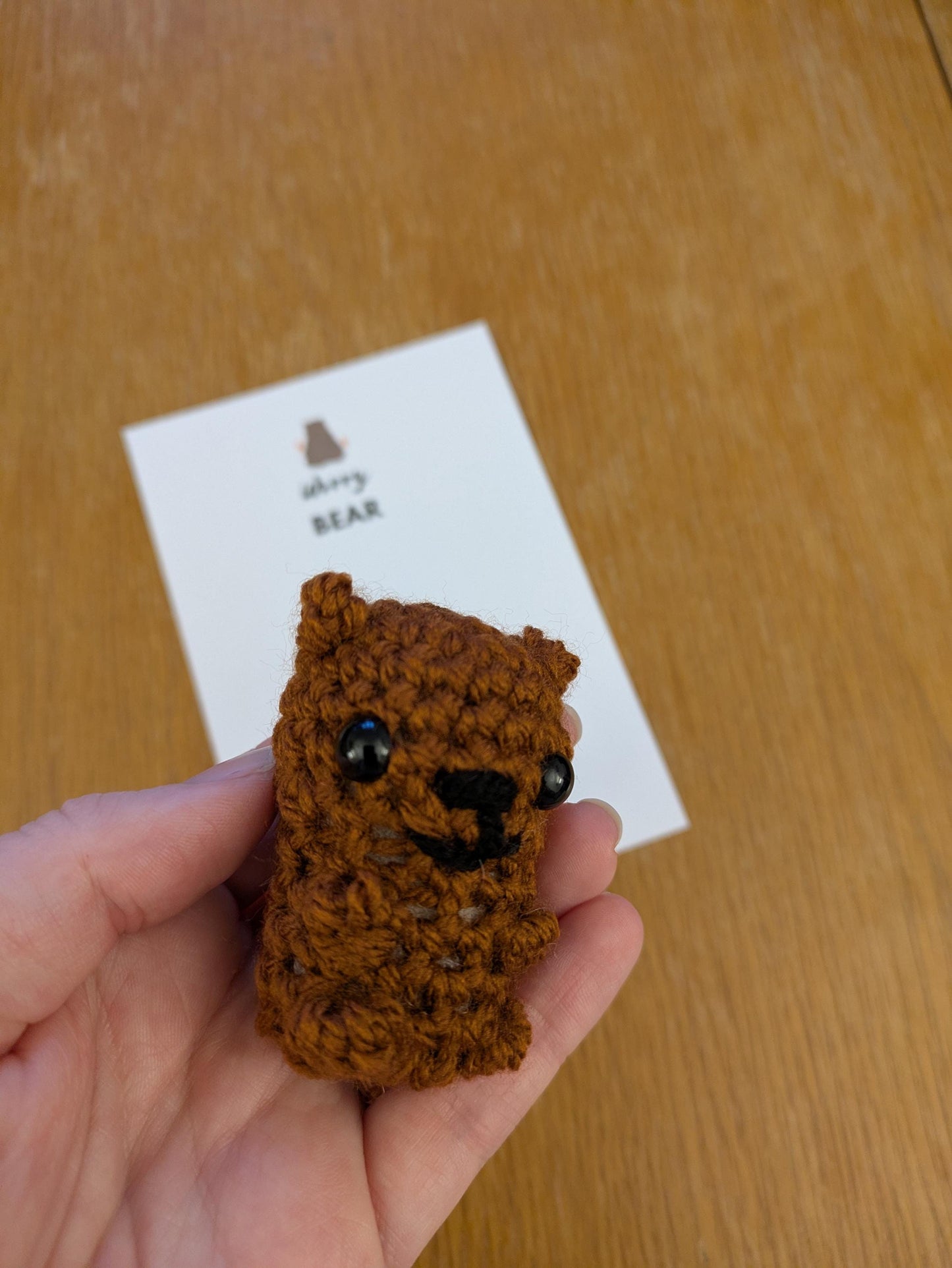 Crochet Worry Bear Gift, Bear Hug, Pocket Hug Token, Anxiety Help, Positive Gifts for Children, Brown Bear, Worry Doll
