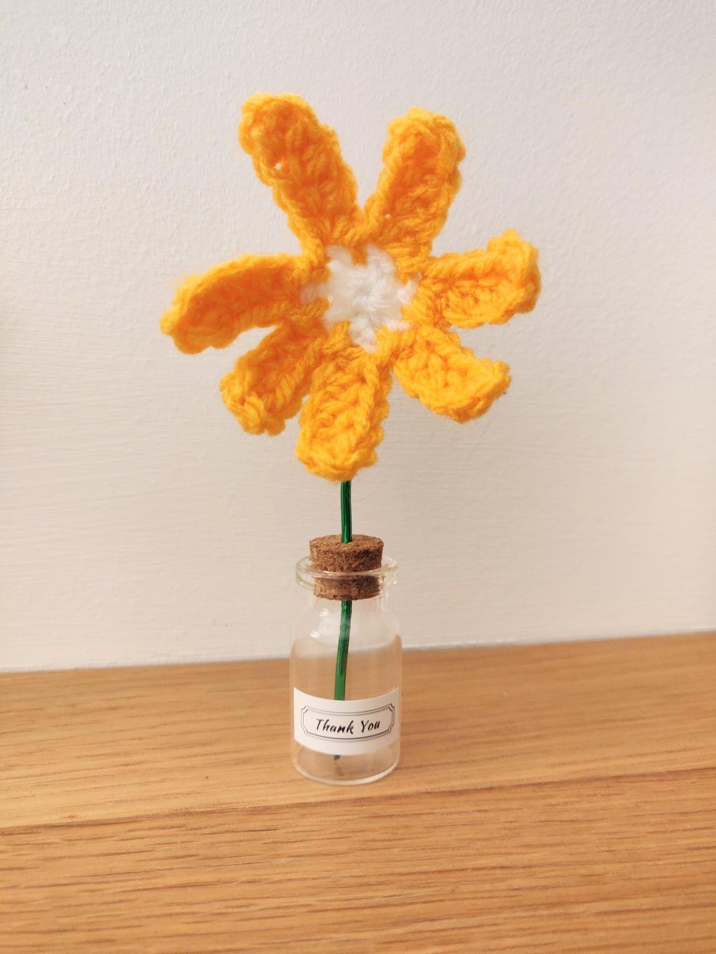 Miniature Crochet Flowers in Glass Vase, Forever Flowers, Handmade Customised Mother's Day Gift, Mum, Nan, Mini Cute Gift, Personalised