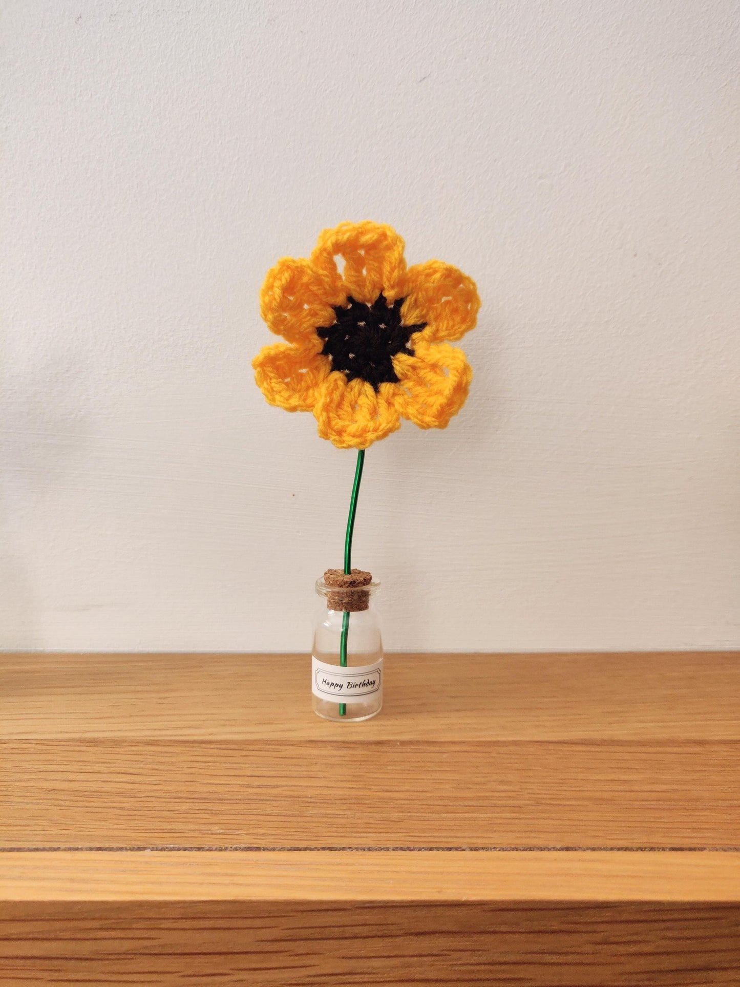 Miniature Crochet Flowers in Glass Vase, Forever Flowers, Handmade Customised Mother's Day Gift, Mum, Nan, Mini Cute Gift, Personalised