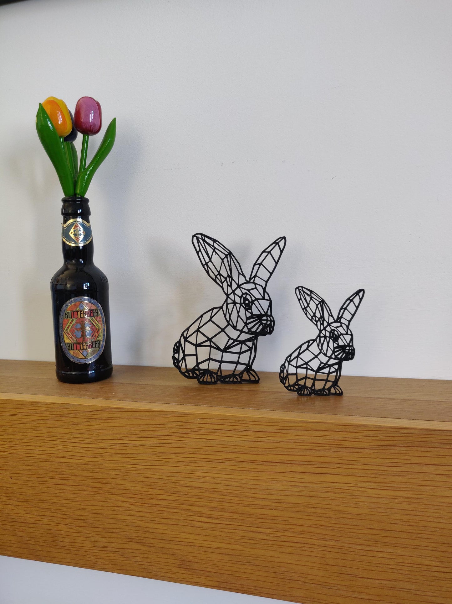 3D Printed Geometric Rabbit, Pet Memorial Keepsake, Mother & Child Figurine