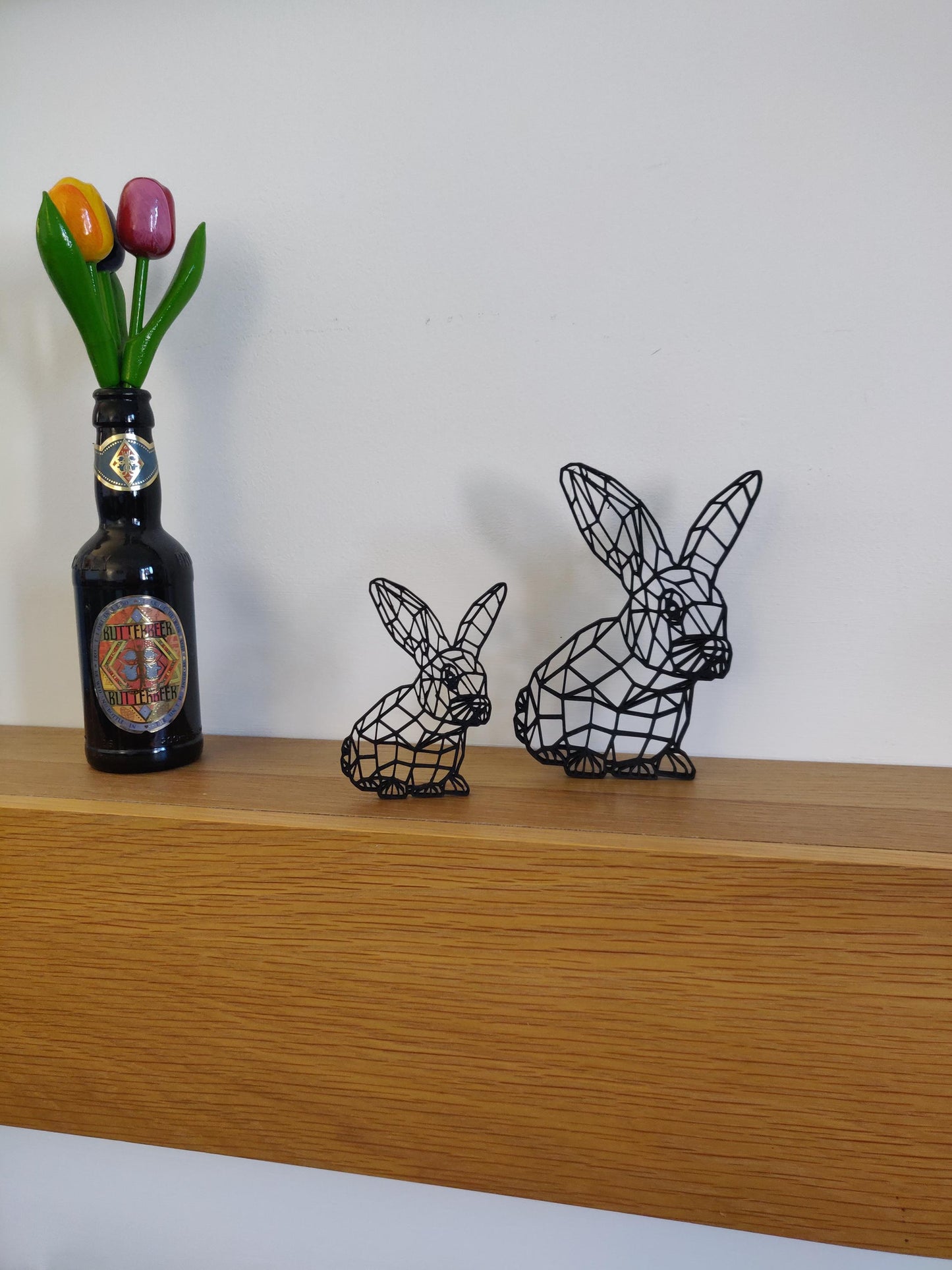 3D Printed Geometric Rabbit, Pet Memorial Keepsake, Mother & Child Figurine
