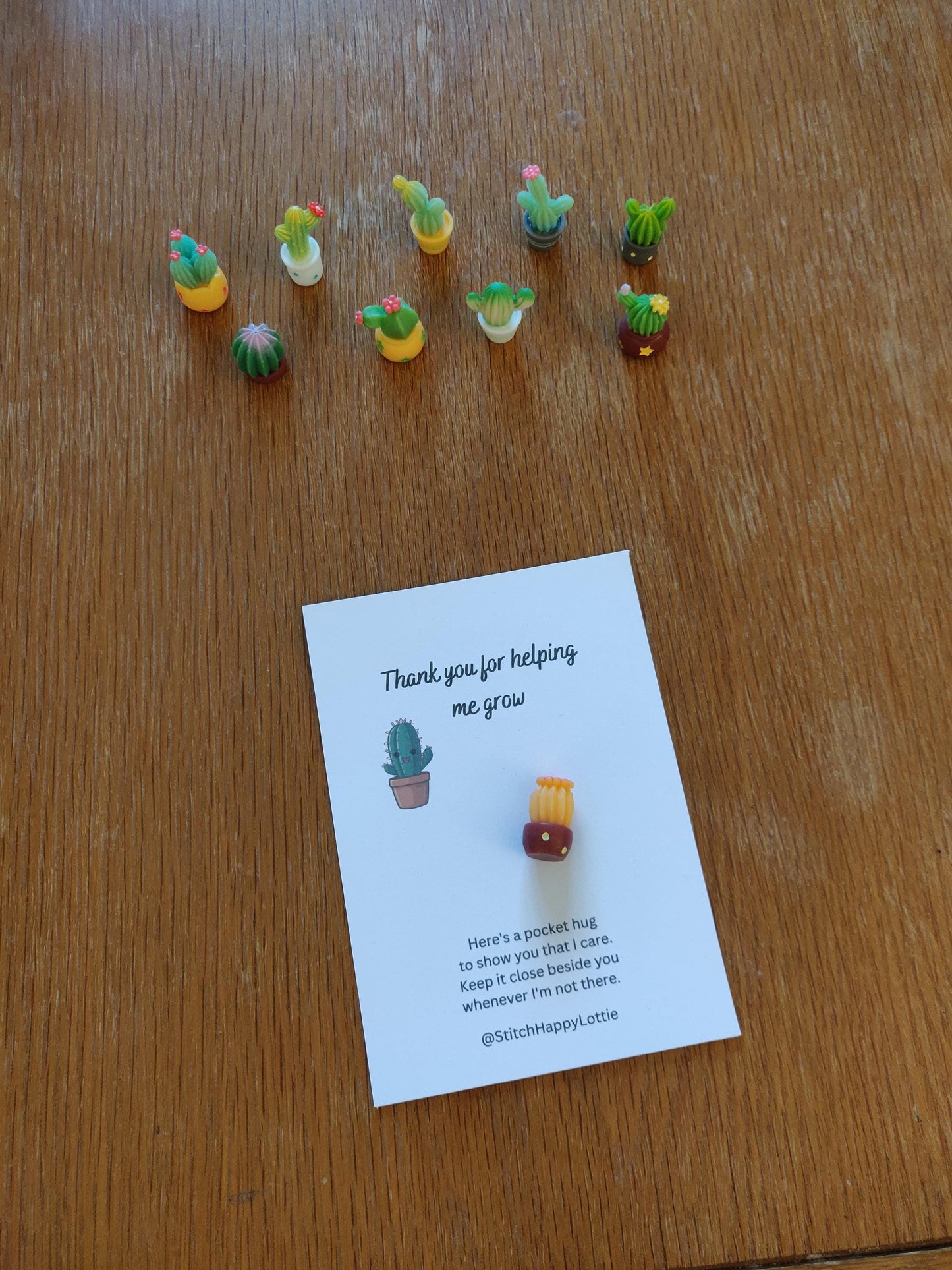 Pocket Hug Cactus Token, For Mum, Son, Daughter, Mini Resin Cacti, Plant Lover, Gift For Teacher, Helping me Grow, Emotional Support Plant