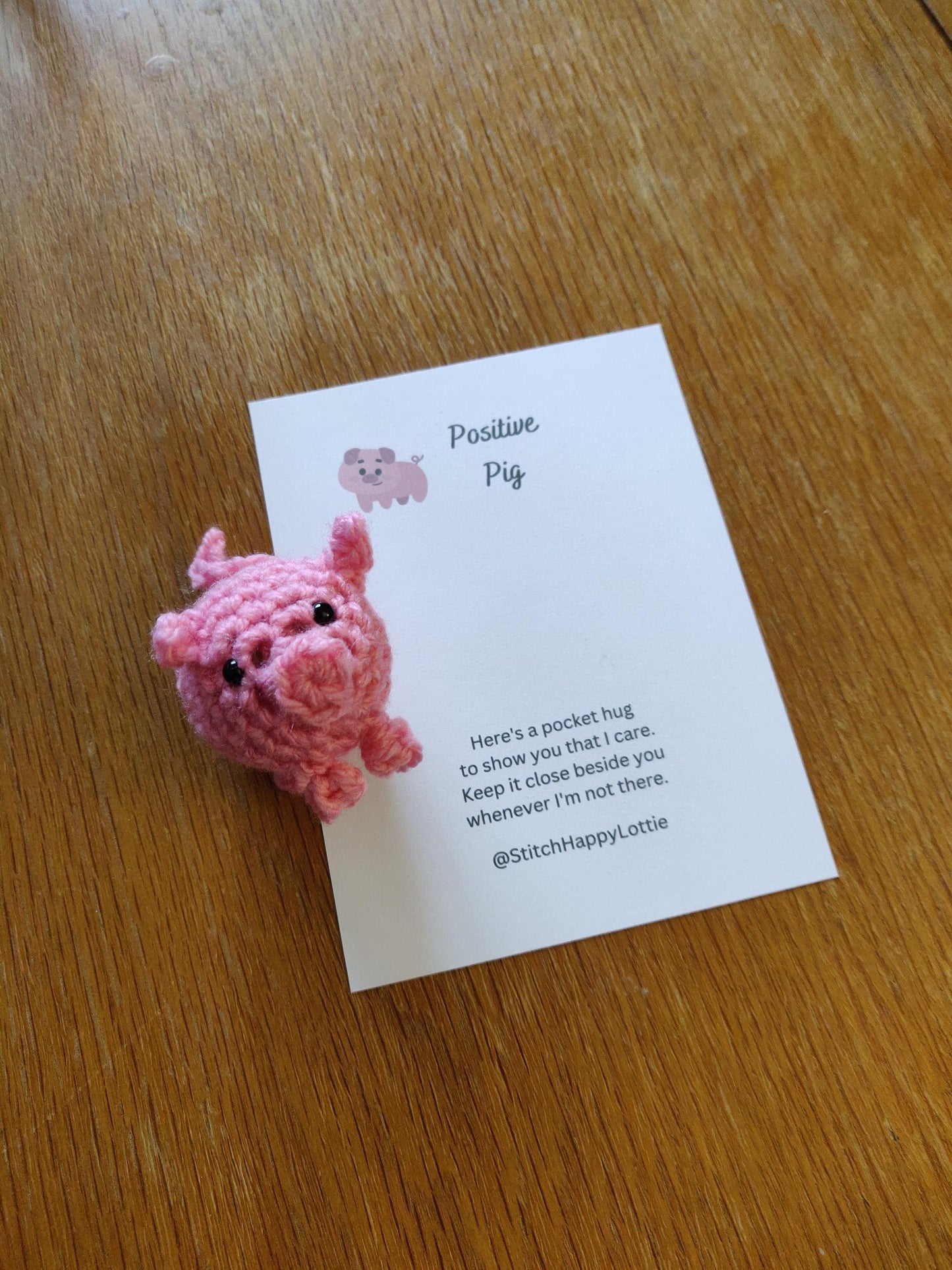 Crochet Pink Pig: Pocket Positive Amigurumi Good Luck Charm