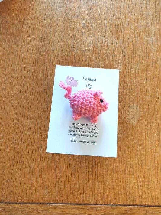 Crochet Pink Pig: Pocket Positive Amigurumi Good Luck Charm