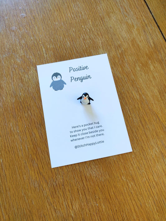 Mini Resin Penguin Pocket Hug, Positive Penguin Gift