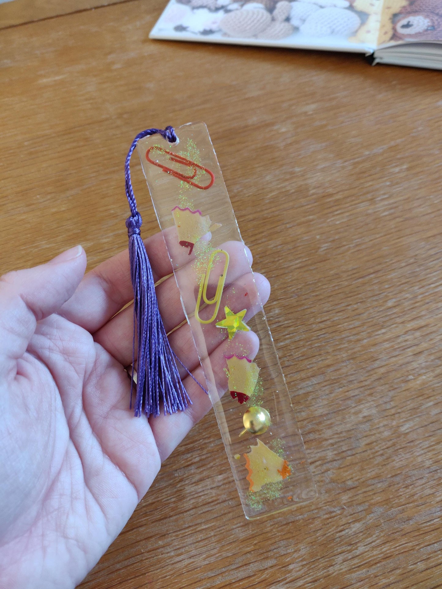 Teacher Bookmark Gift, Book Accessories, Resin bookmark for TA, Nursery Key worker, Childminder Gift, Gold Star, Bookmark with Tassel
