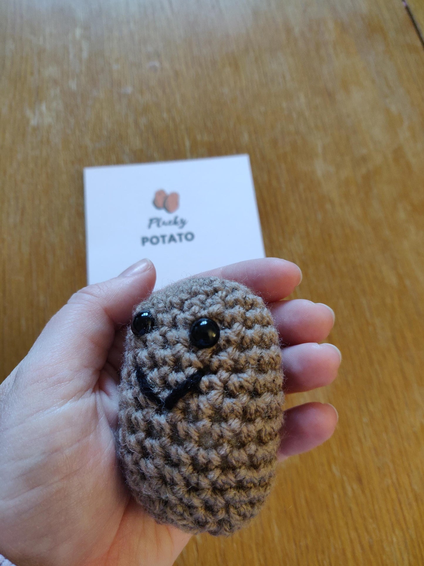 Plucky Potato Pocket Hug, Anxiety Relief Gift, Mini Crochet Potato Pet, Fun Gift For Friend, Exam Good Luck, School Pocket Token, Positive