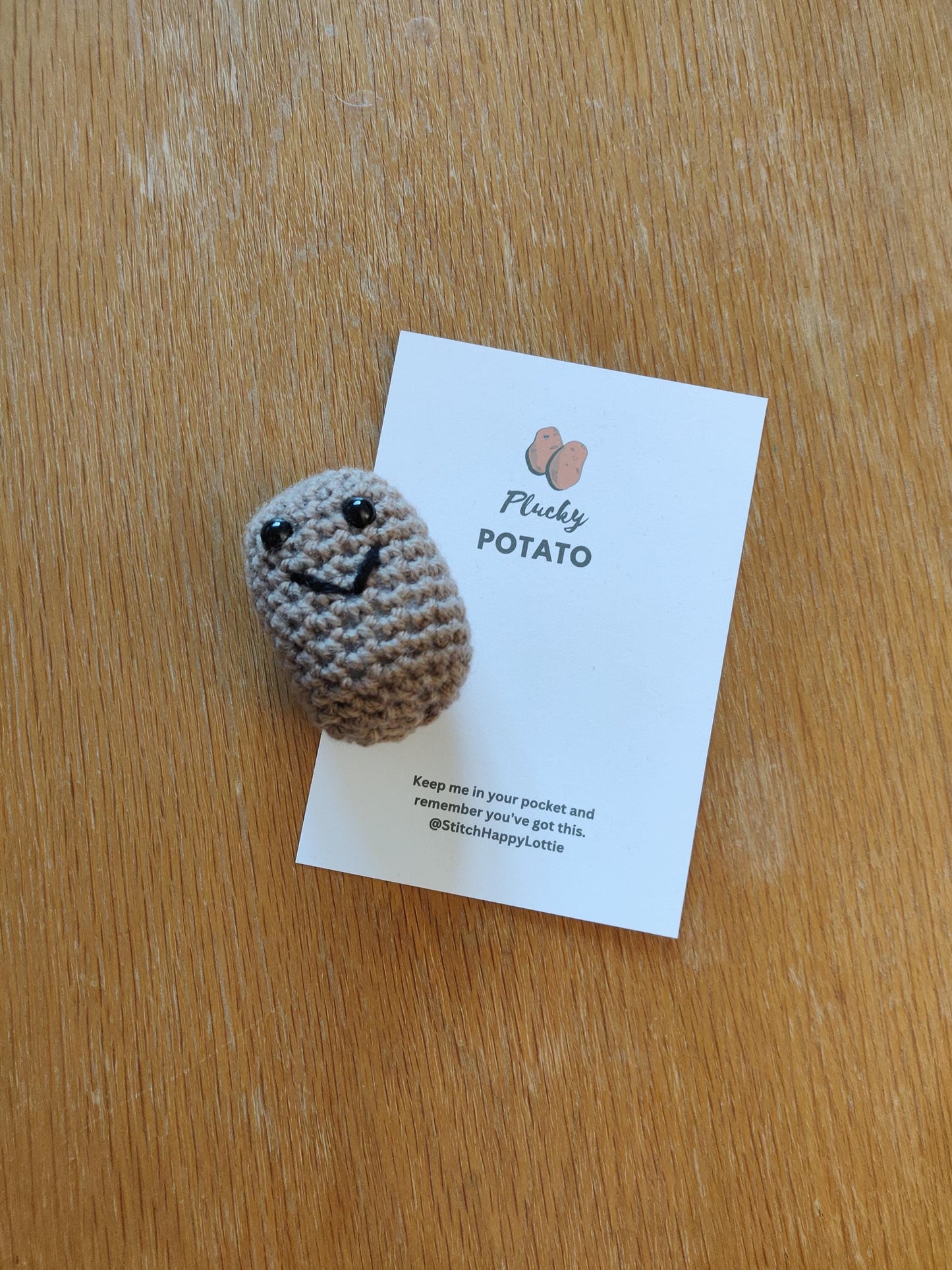 Plucky Potato Pocket Hug, Anxiety Relief Gift, Mini Crochet Potato Pet, Fun Gift For Friend, Exam Good Luck, School Pocket Token, Positive
