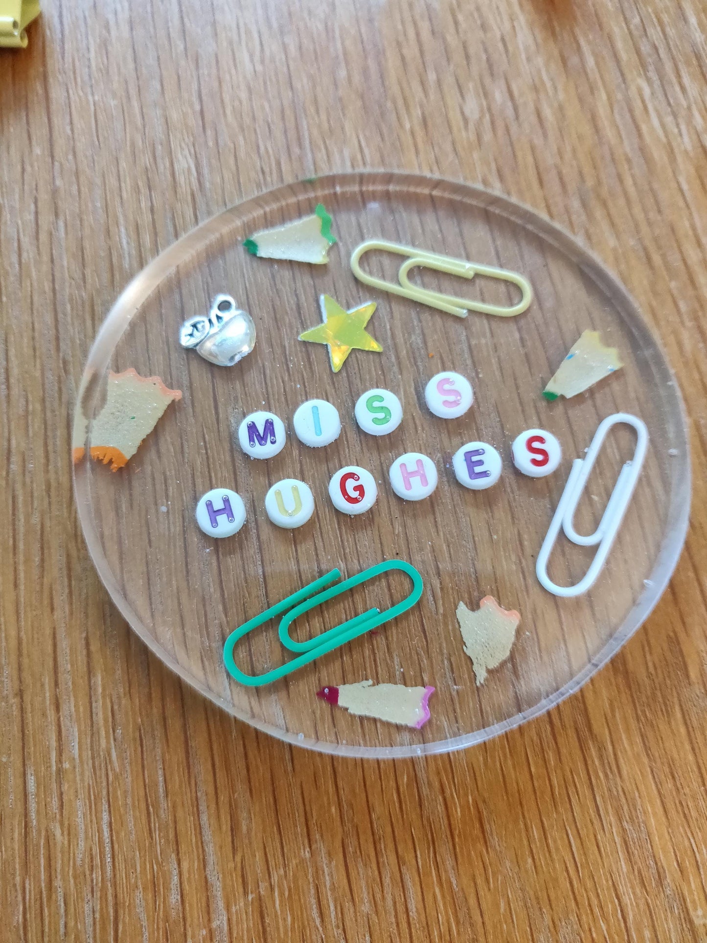 Personalised Teacher Coaster, End of term gift for TA, Desk Decor, Resin Paperweight, Unique, Fun Gift for Childminder, Nursery Keyworker