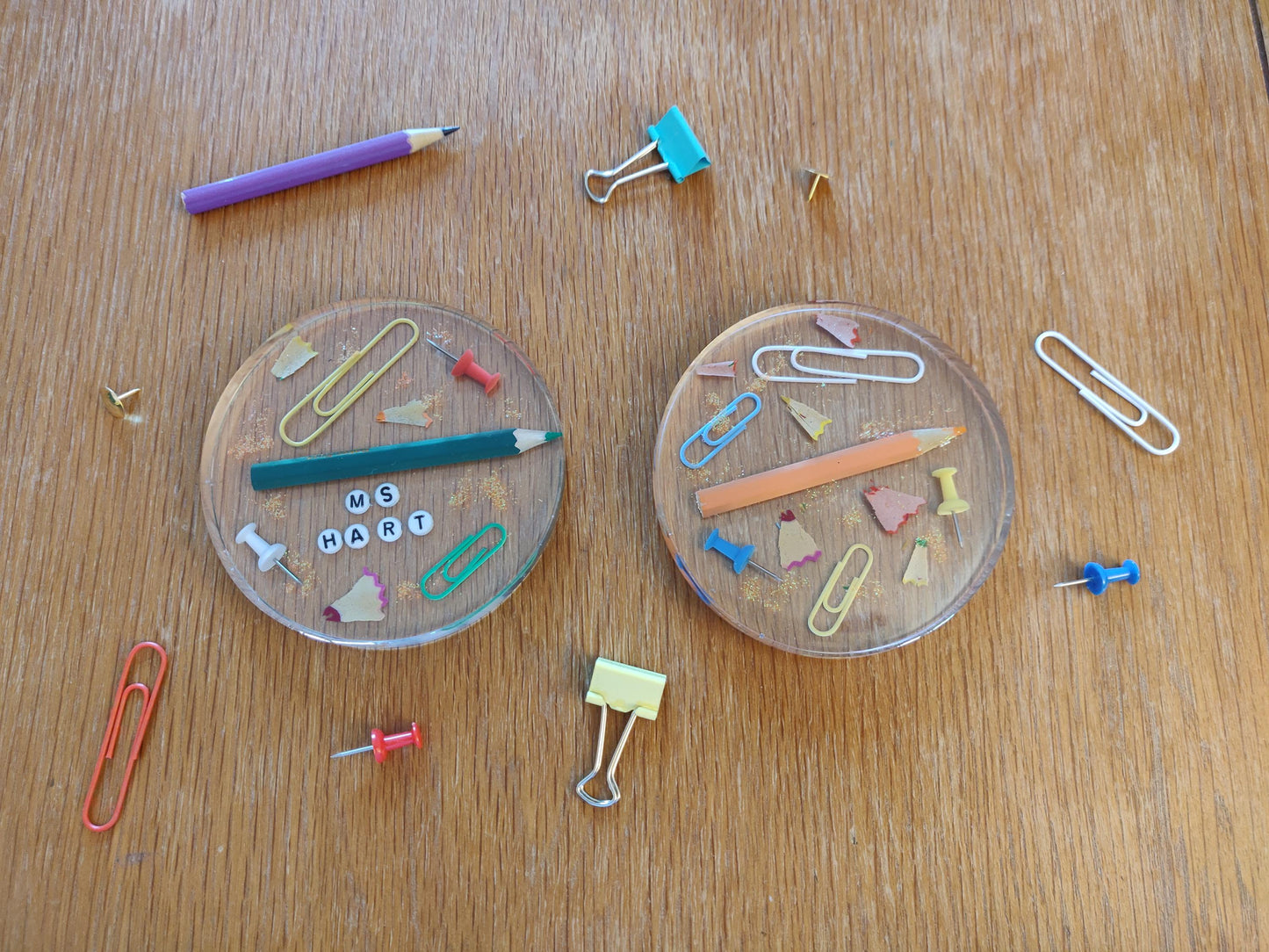 Personalised Teacher Coaster, End of term gift for TA, Office Decor, Resin Paperweight, Unique, Fun Gift for Childminder, Nursery Keyworker