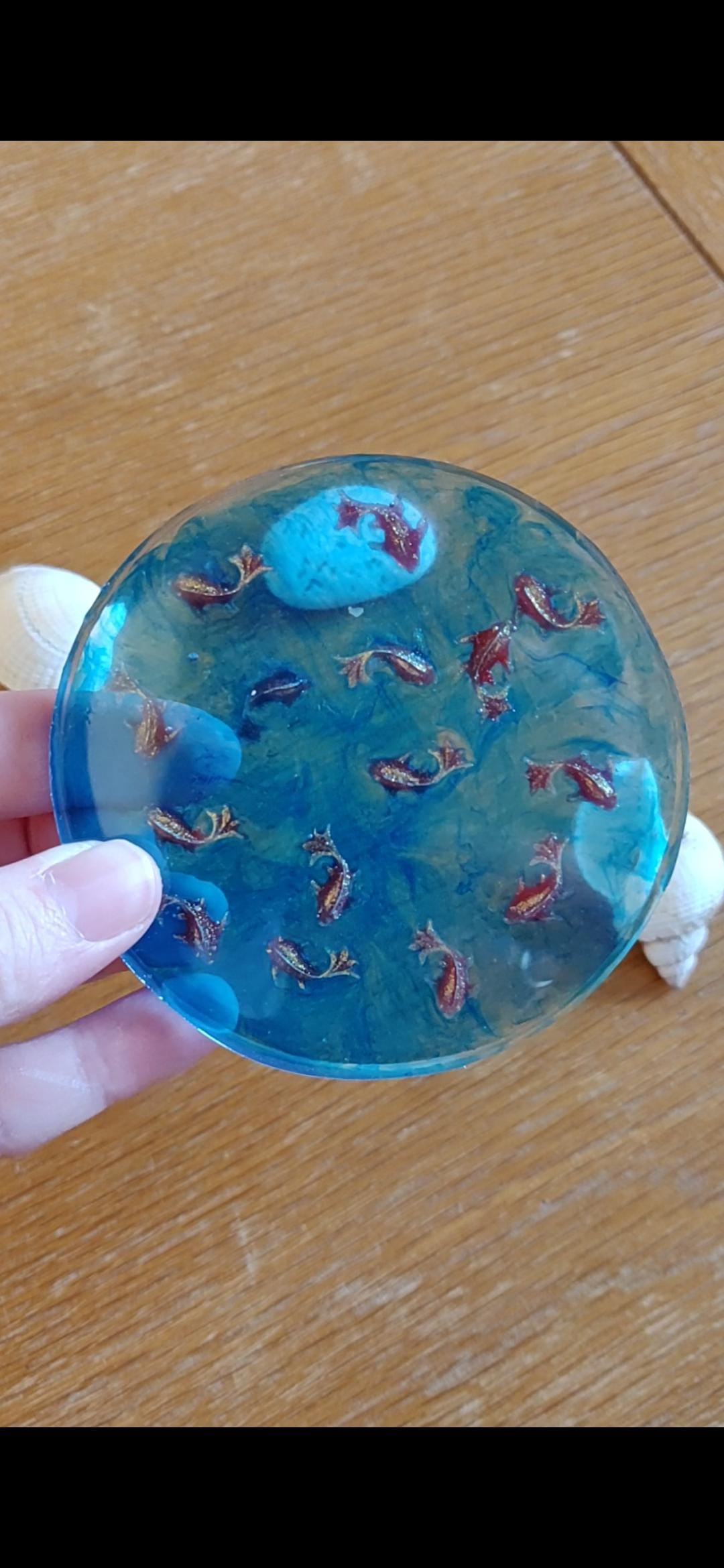 Koi Pond Resin Coaster, Miniature Fish, Zen Home Decor