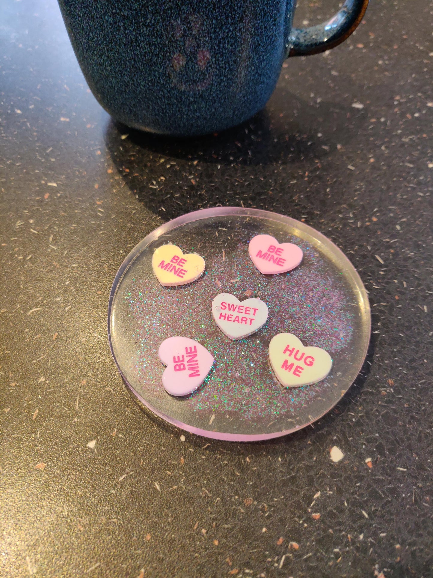 Mini Love Heart Coaster, Sweets Coaster, Office, Craft Room Decor, Resin Paperweight, Unique Decor, Fun Gift for Kids, Sweet Tooth Gift