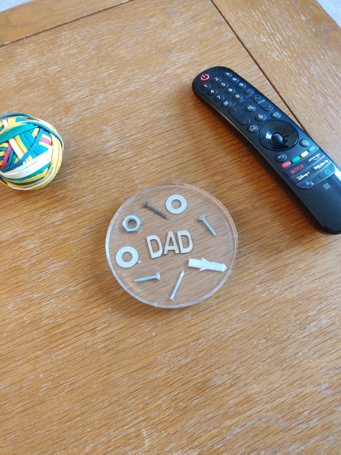 Handmade Resin "Dad" Coaster with Hardware, Man Cave Decor, Fathers Day