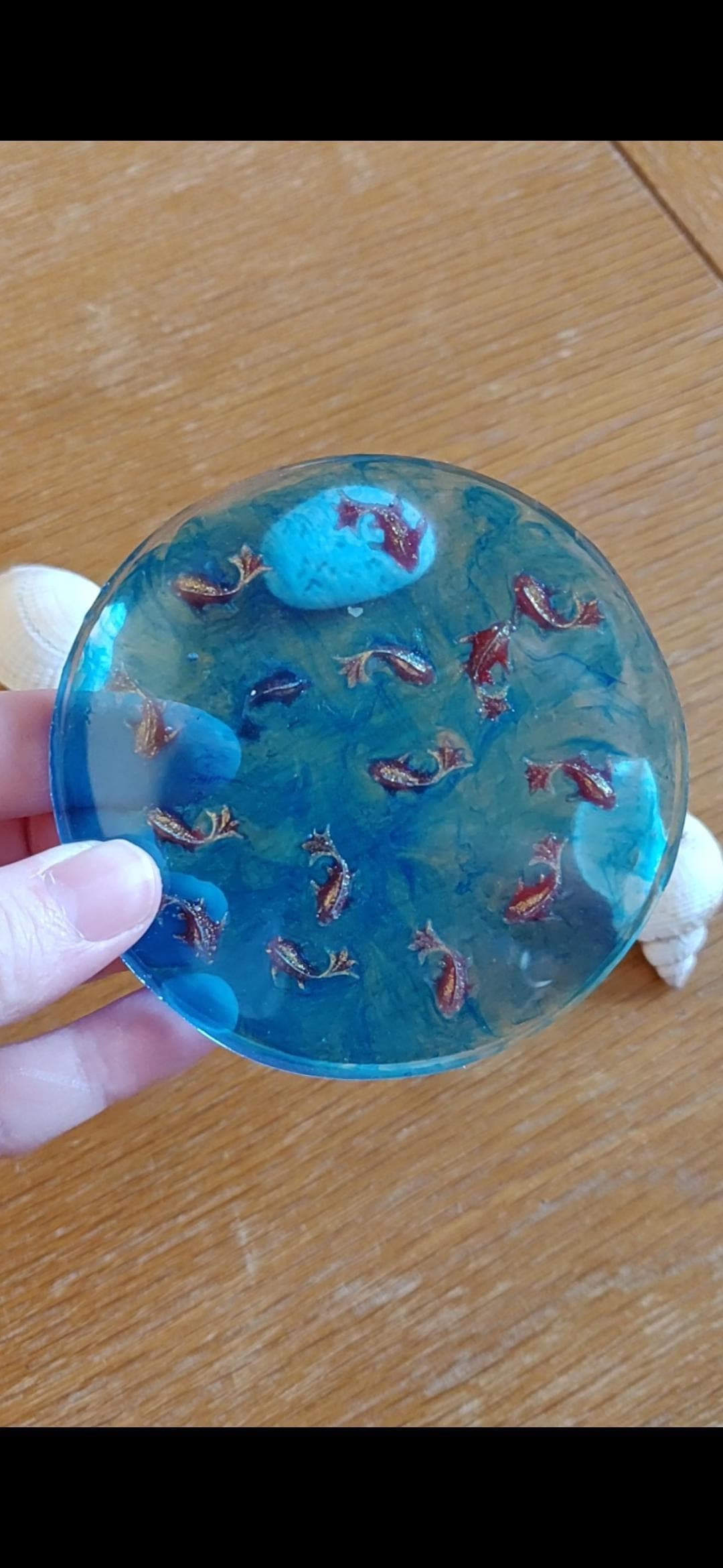 Koi Pond Resin Coaster, Miniature Fish, Zen Home Decor