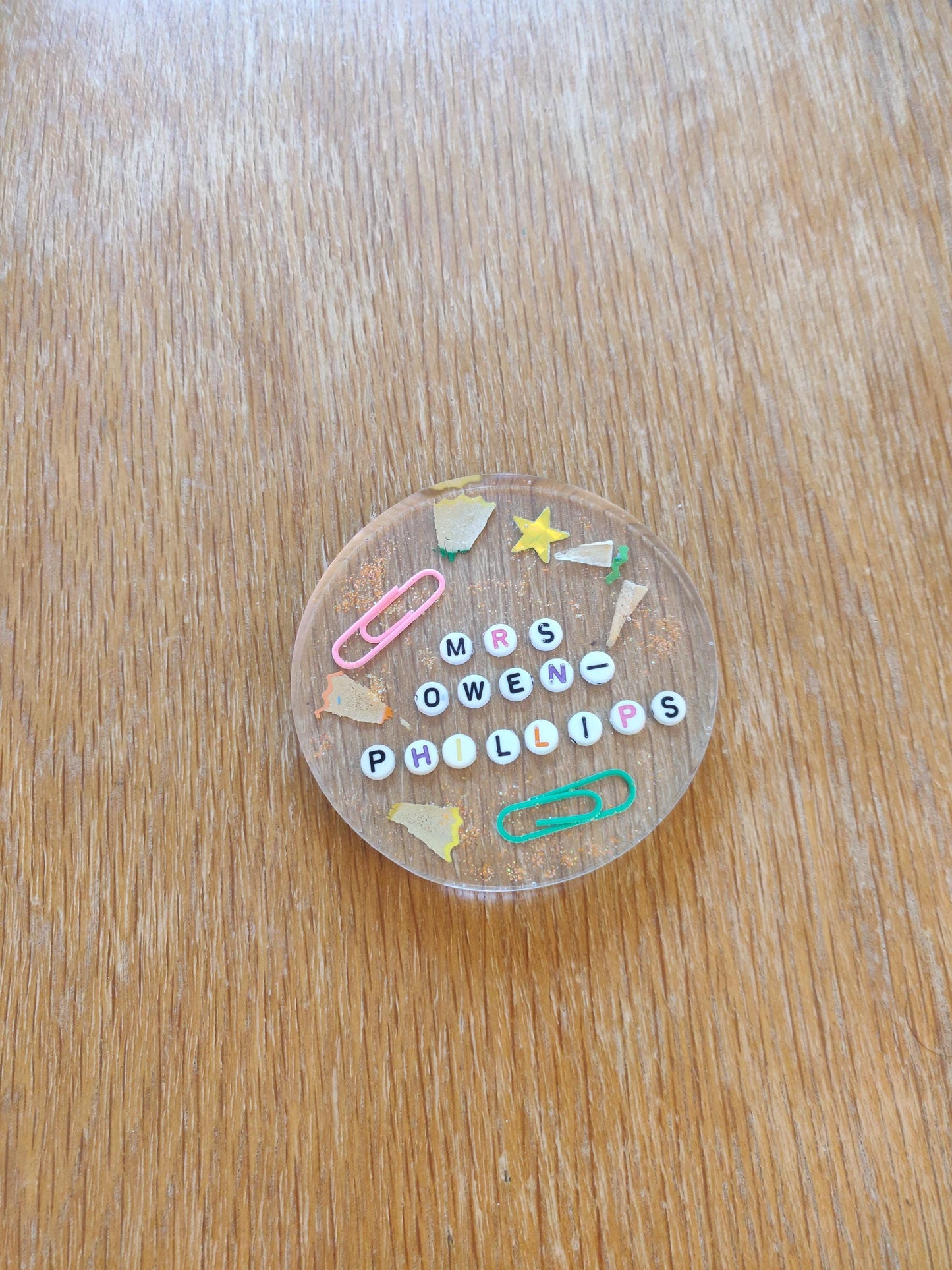 Personalised Teacher Gift, Teacher Coaster, End of term gift for TA, Resin Paperweight, Unique, Fun Gift for Childminder, Nursery Key worker
