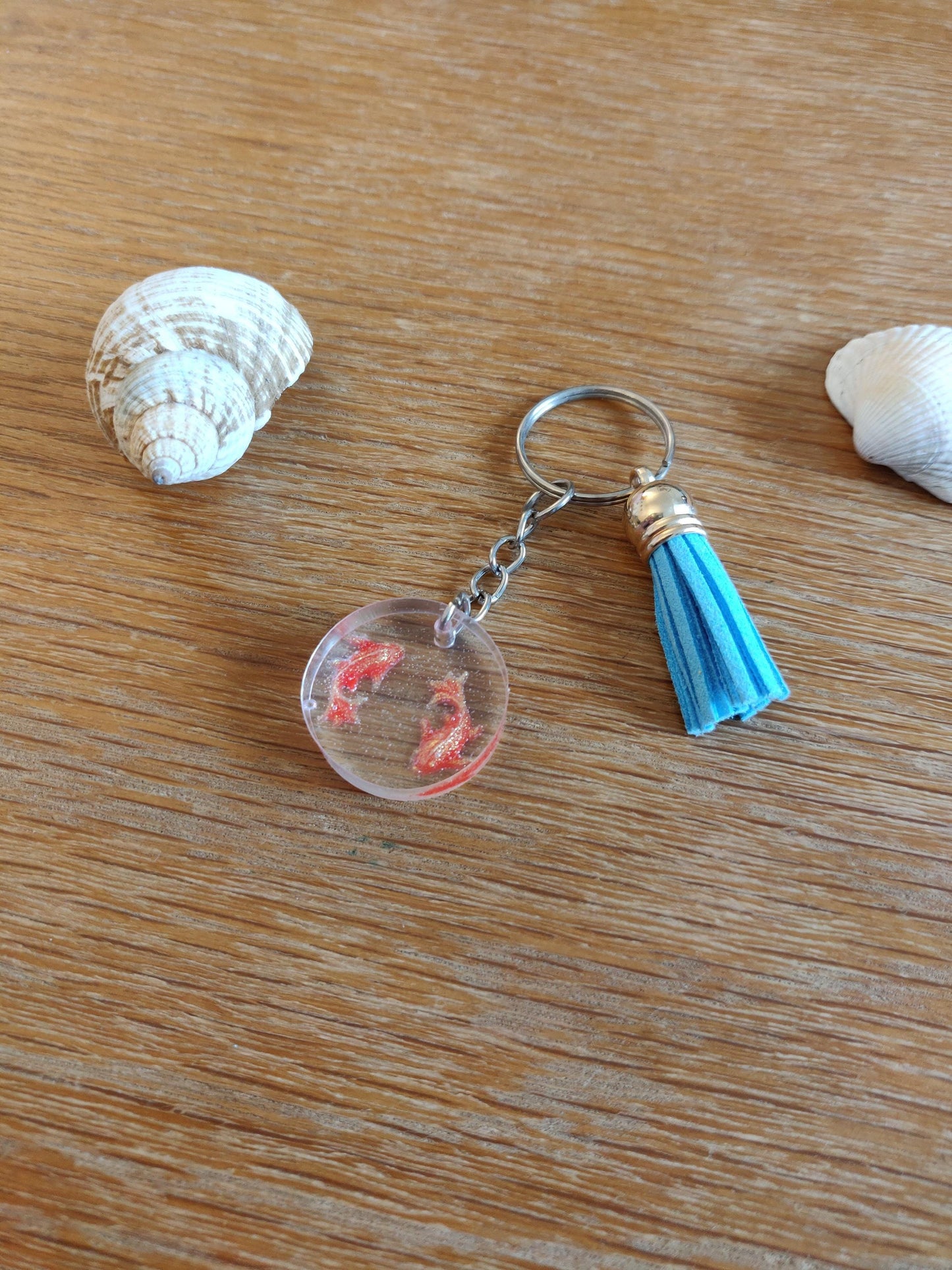Handmade Resin Goldfish Keychain, Fish Lover Gift, with Tassel