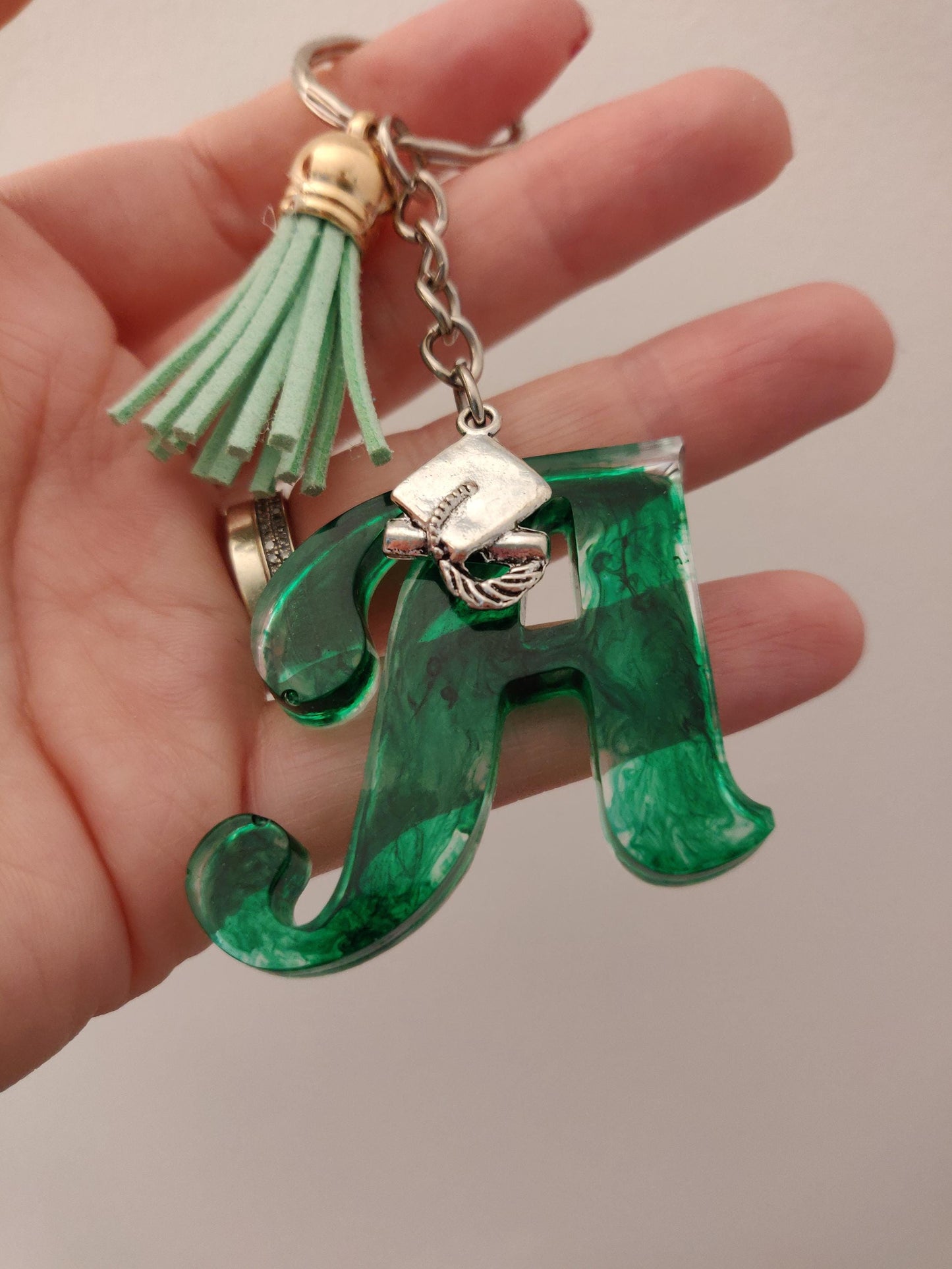 Graduation Resin Letter Keychain, Handmade Name Bag  Charm, Mortar Board Hat Keyring, Custom Name Gift, Personalised Letter Birthday Gift