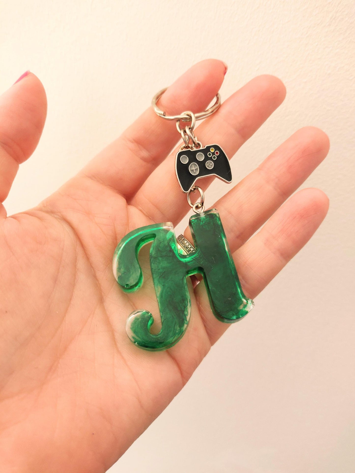 Resin Letter Keychain, Handmade Name Bag  Charm, Game Controller Keyring, Customer Name Gift, Personalised Letter Birthday Gift, Game Charm