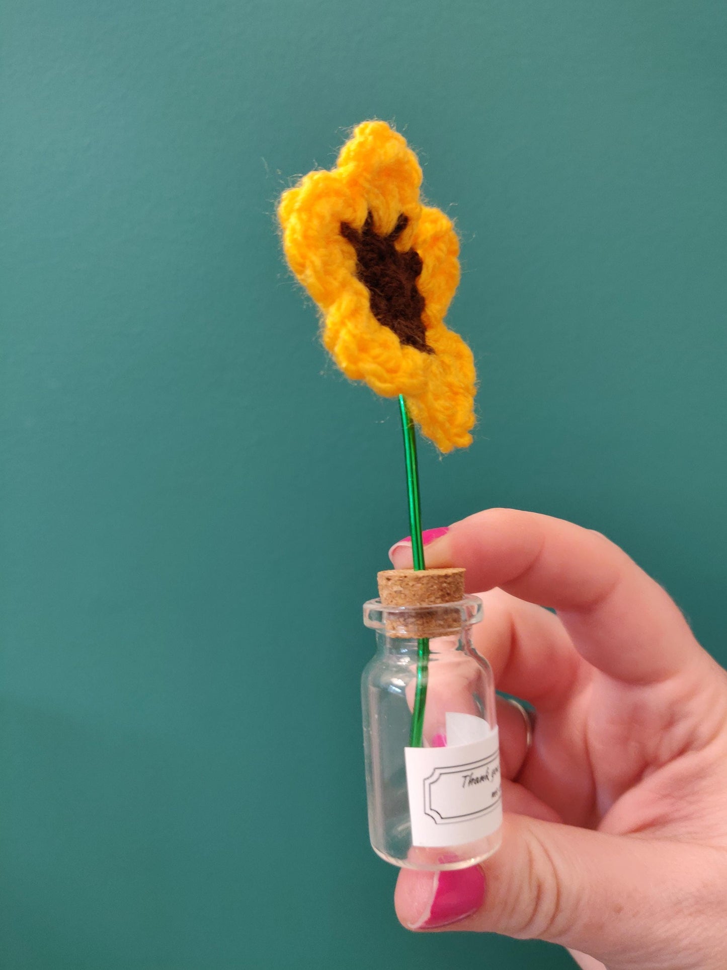 Mini Sunflower Teacher Gift, Thank you for Helping me Grow, TA Gift, Custom Teacher Gift, Miniature Flower Vase, Fake Sunflower Bouquet