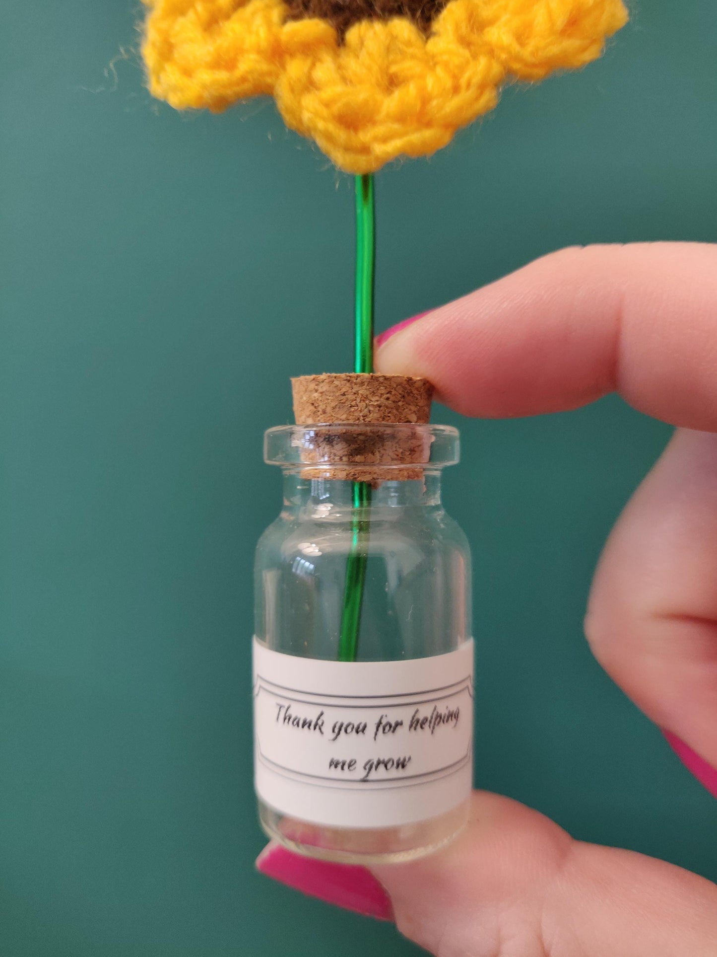 Mini Sunflower Teacher Gift, Thank you for Helping me Grow, TA Gift, Custom Teacher Gift, Miniature Flower Vase, Fake Sunflower Bouquet