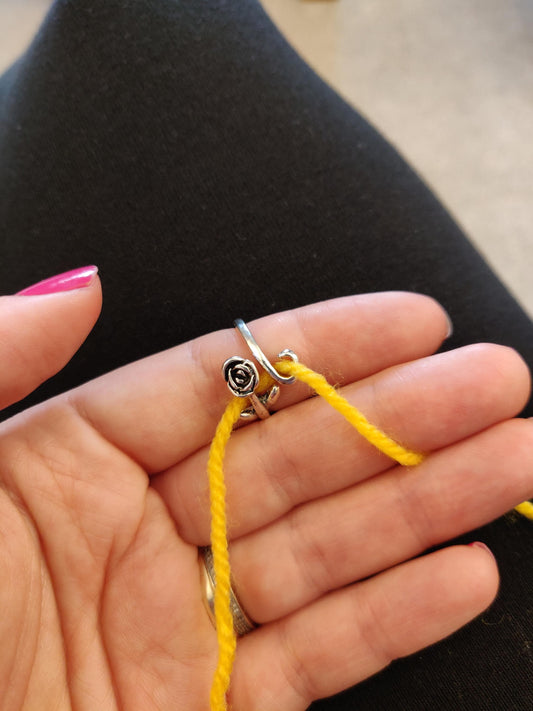Crochet Tension Ring: Adjustable Silver Flower Yarn Guide