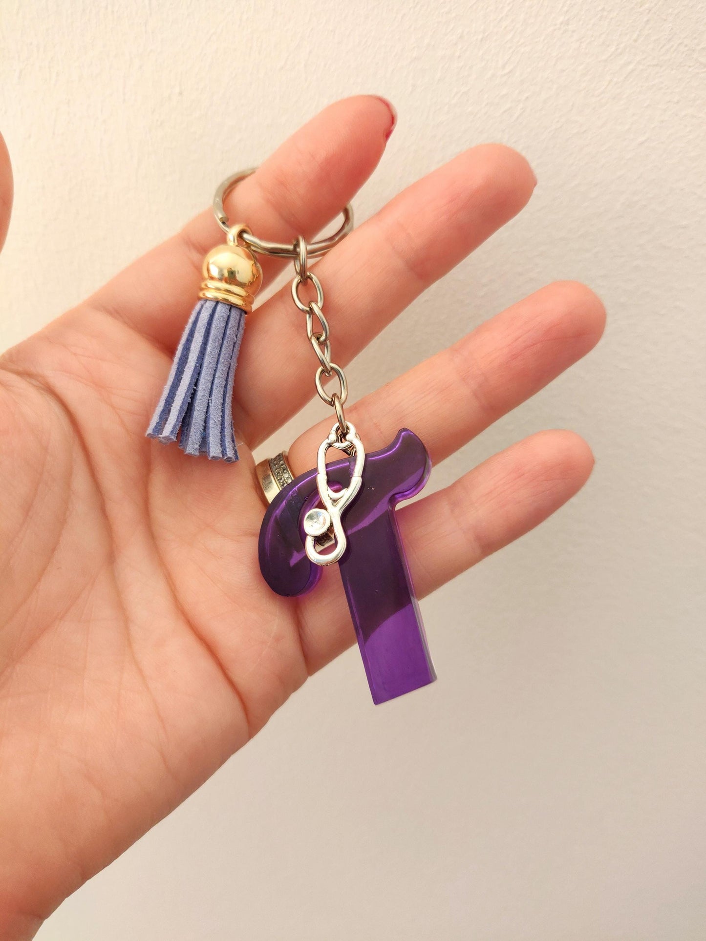 Nurse, Doctor Resin Letter Keychain, Handmade Name Bag Charm, Stethoscope Keyring, Custom Name Gift, Personalised Letter Birthday Gift