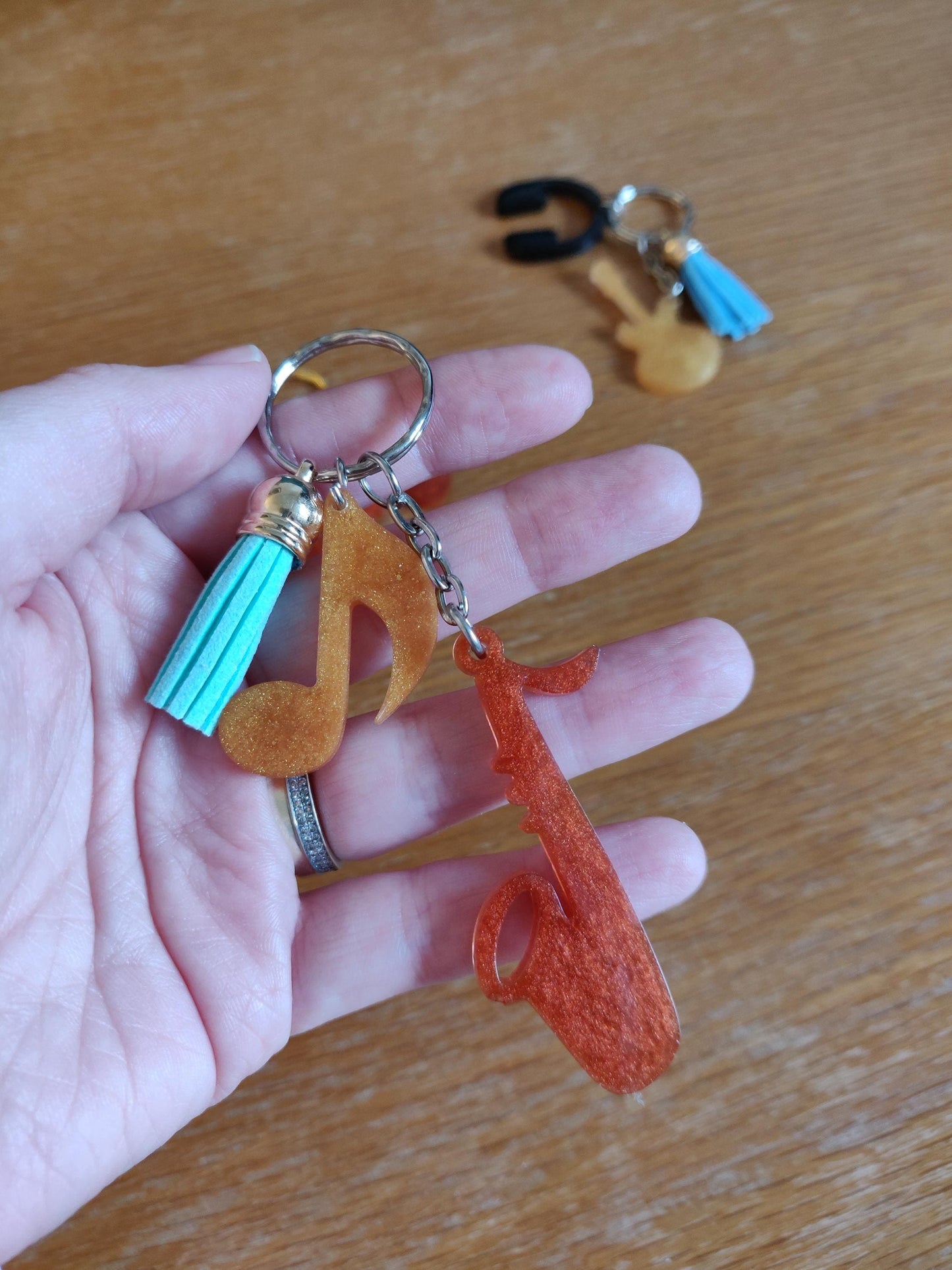 Resin Music Keychain: Instrument & Note Charms - Music Teacher Gift
