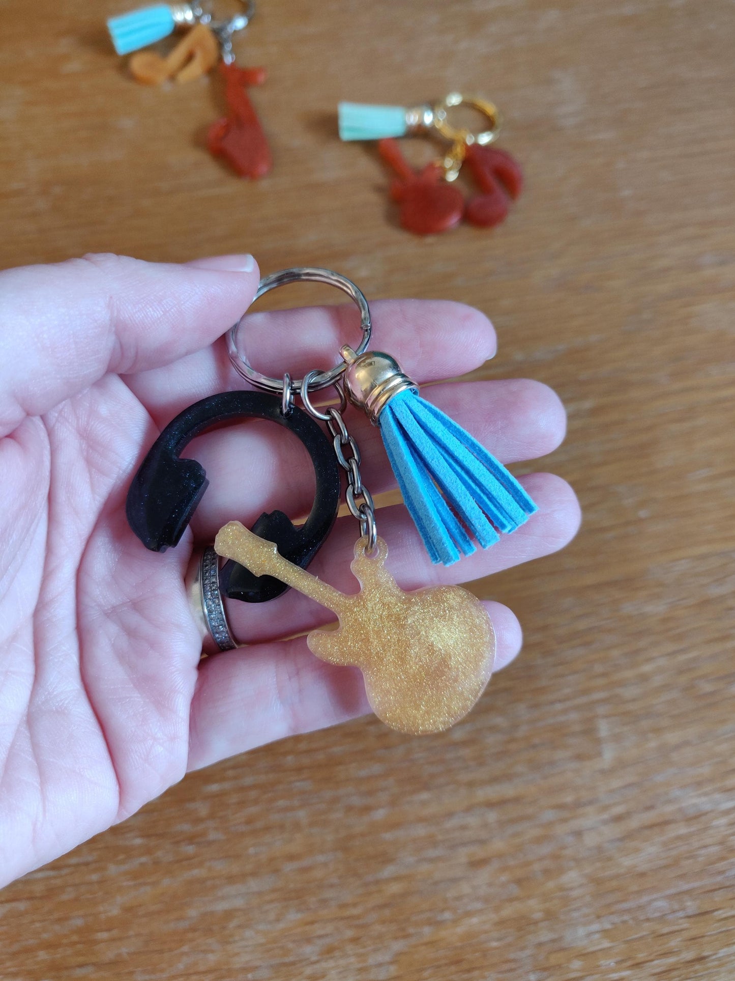 Resin Music Keychain: Instrument & Note Charms - Music Teacher Gift