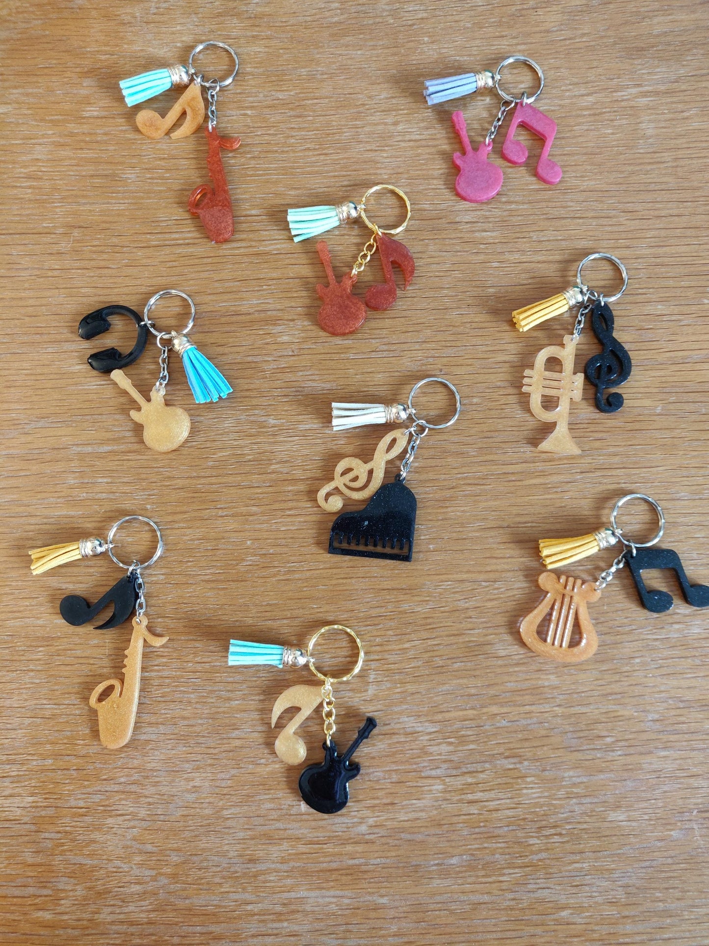 Resin Music Keychain: Instrument & Note Charms - Music Teacher Gift