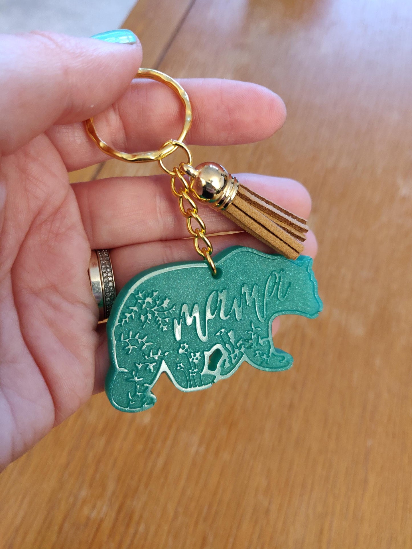 Mama Bear Resin Keychain, Floral Bear Charm, New Mum, Mothers Day Gift