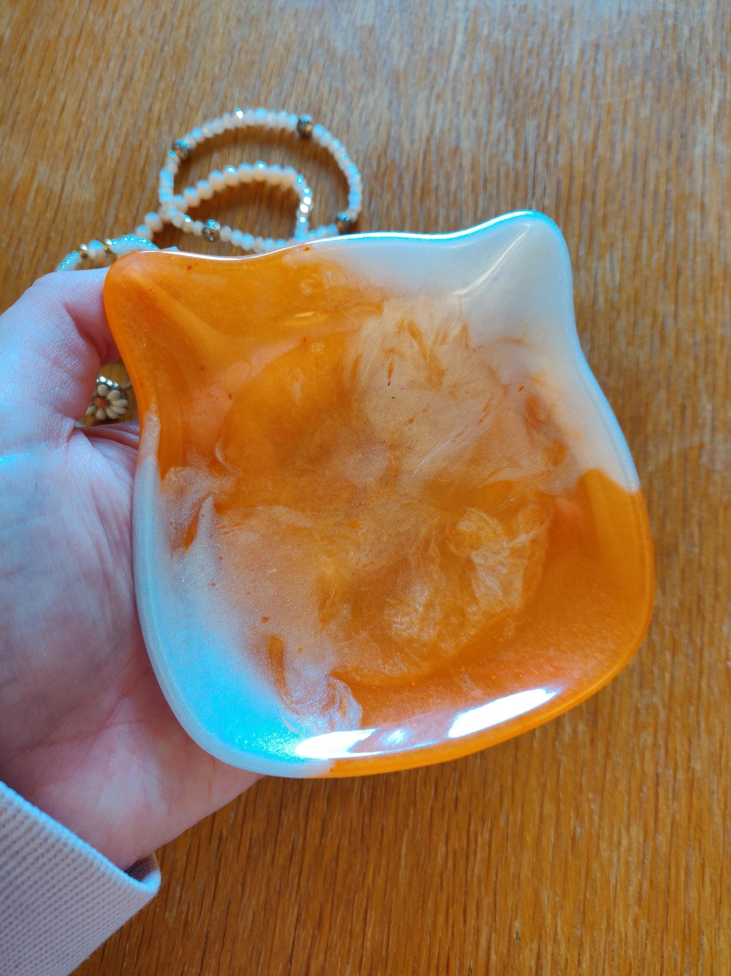 Ginger Cat Trinket Dish: Handmade Resin Ring & Jewelry Tray