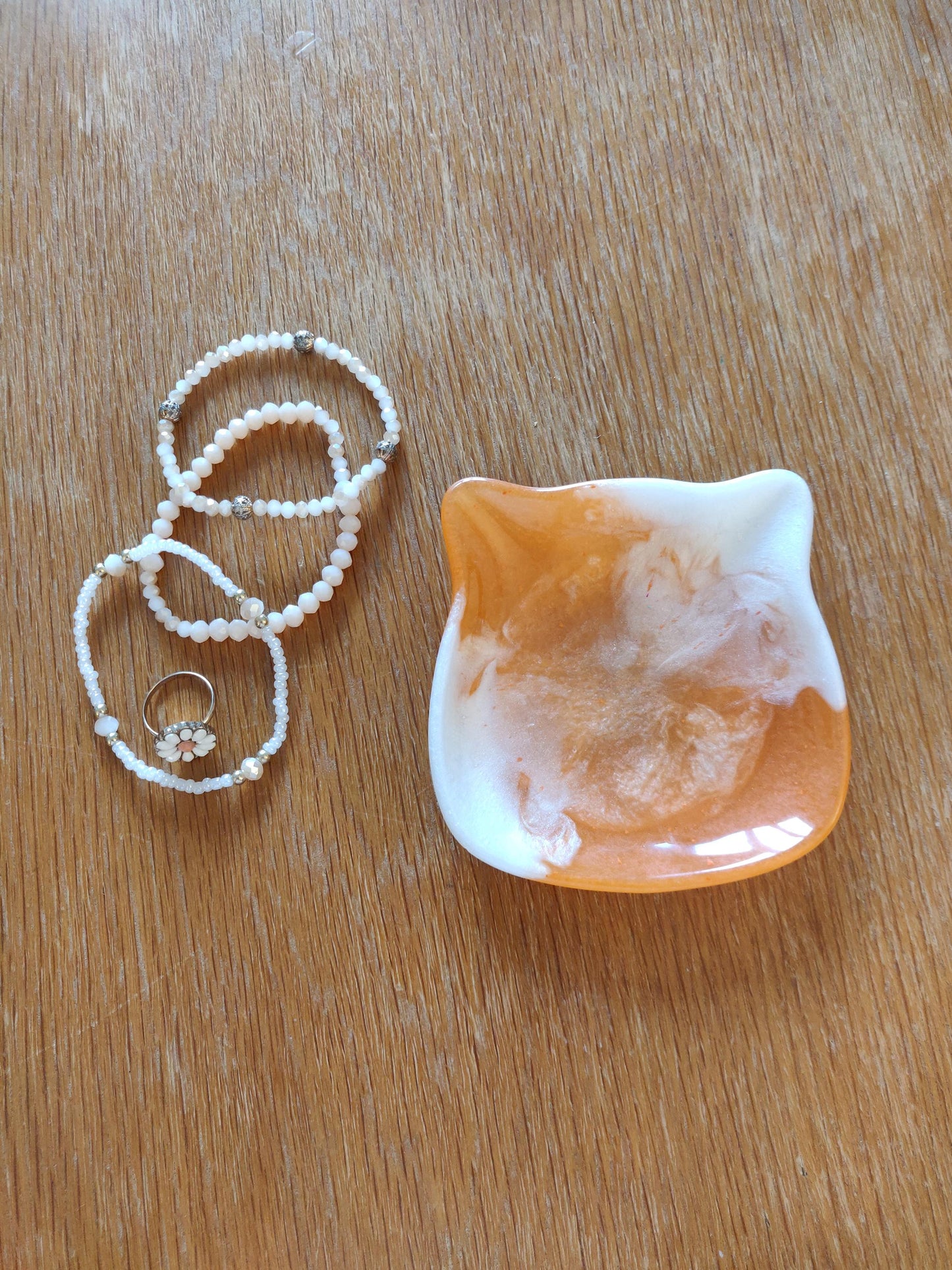 Ginger Cat Trinket Dish: Handmade Resin Ring & Jewelry Tray